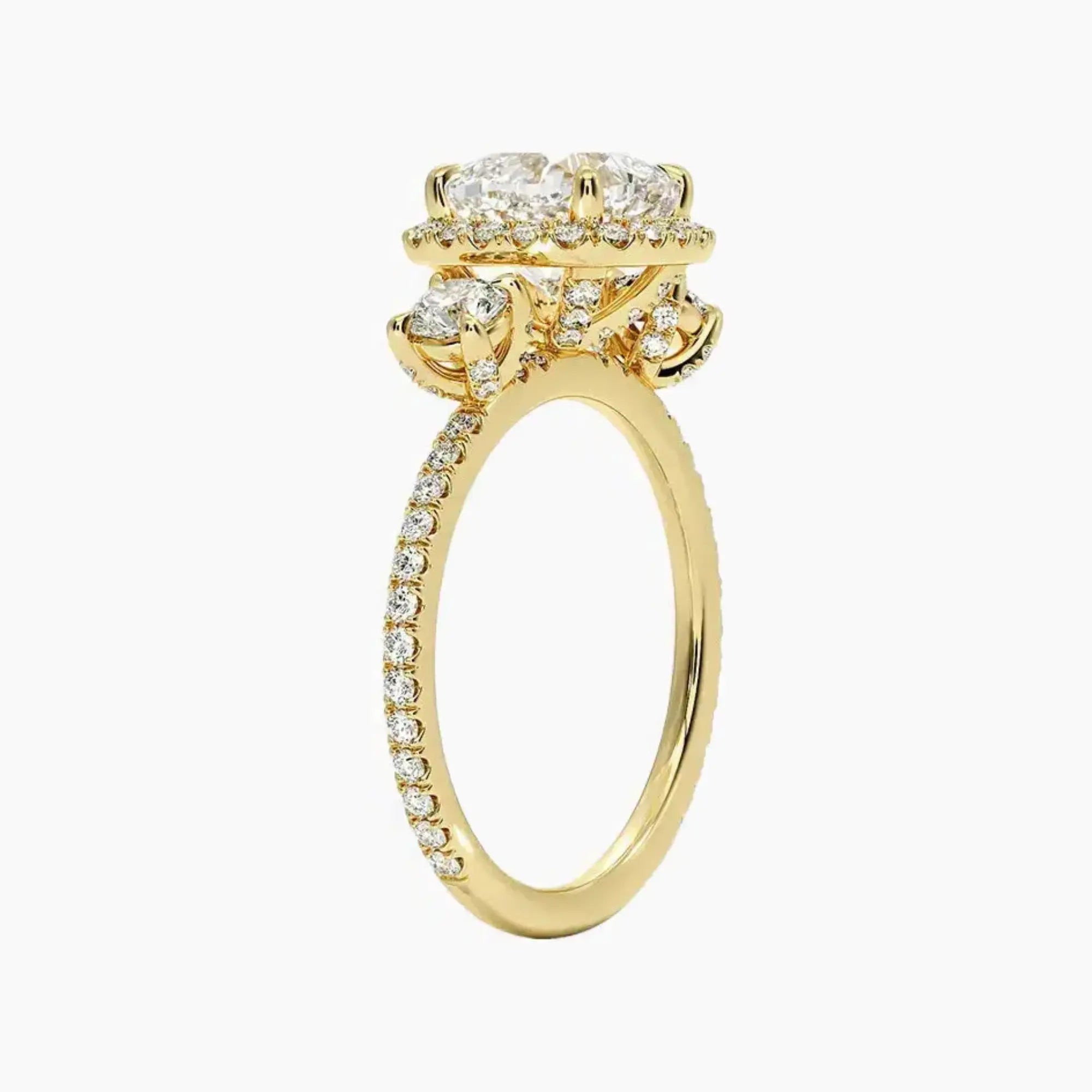 OBSER585 - Brielle Three Stone Cushion Halo engagement ring setting view 8