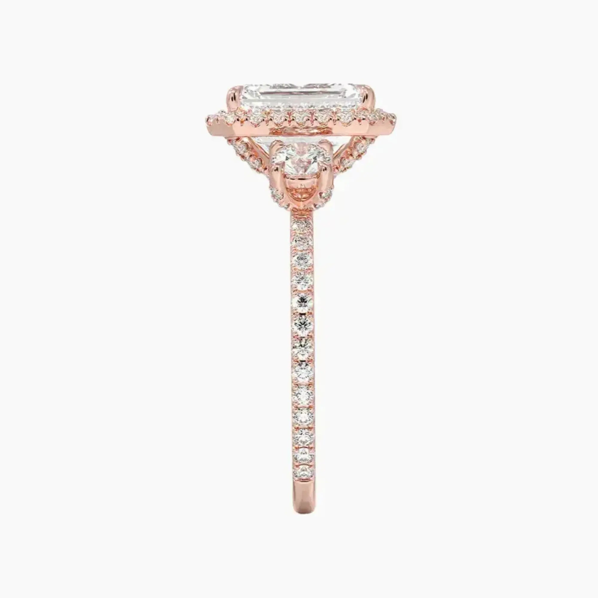 OBSER582 - Brielle Three Stone Emerald Halo engagement ring setting view 6