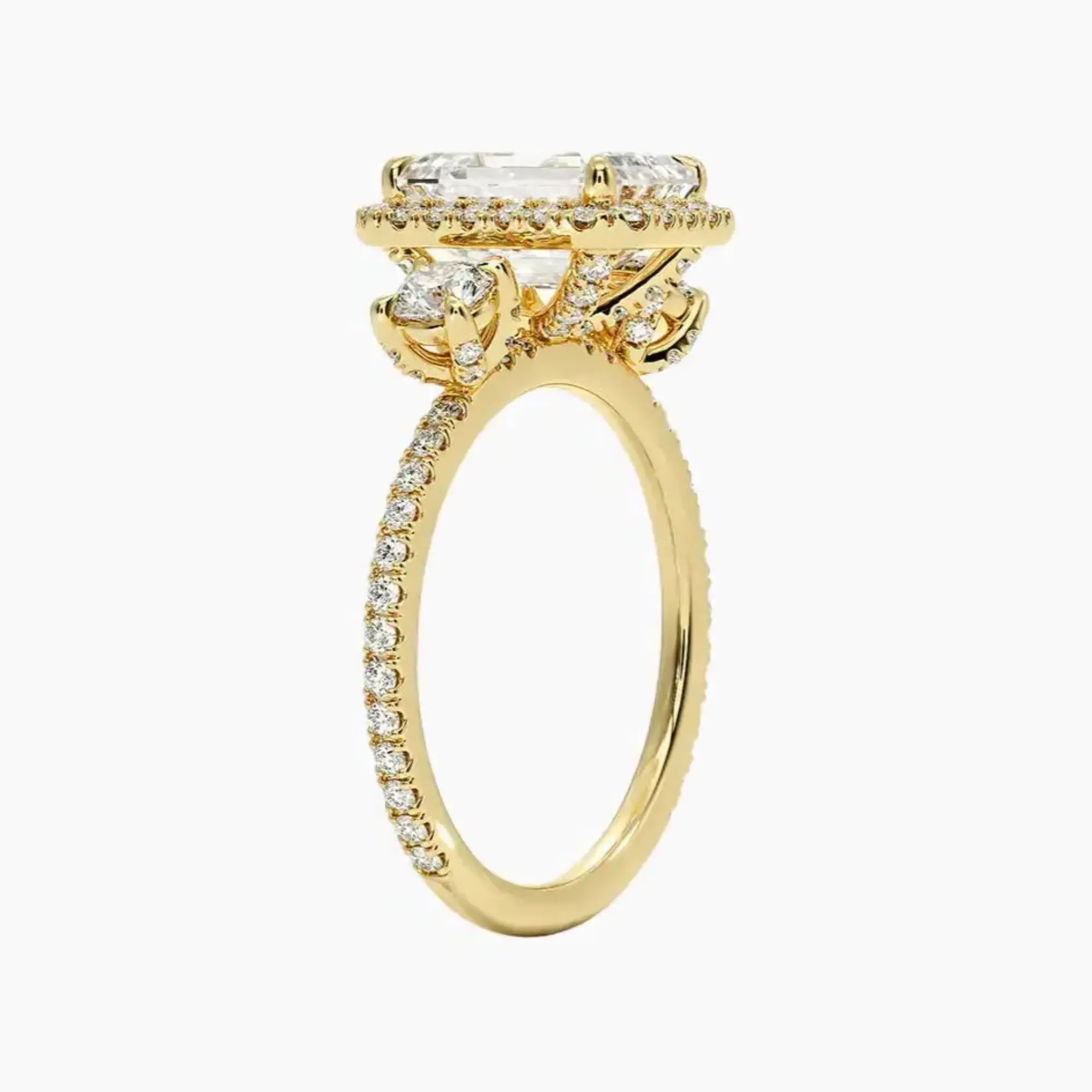 OBSER582 - Brielle Three Stone Emerald Halo engagement ring setting view 8