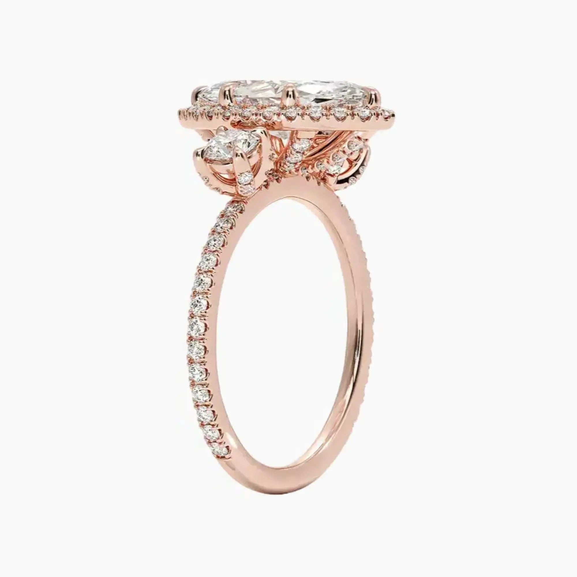 OBSER182 - Brielle Three Stone Marquise Halo engagement ring setting view 5