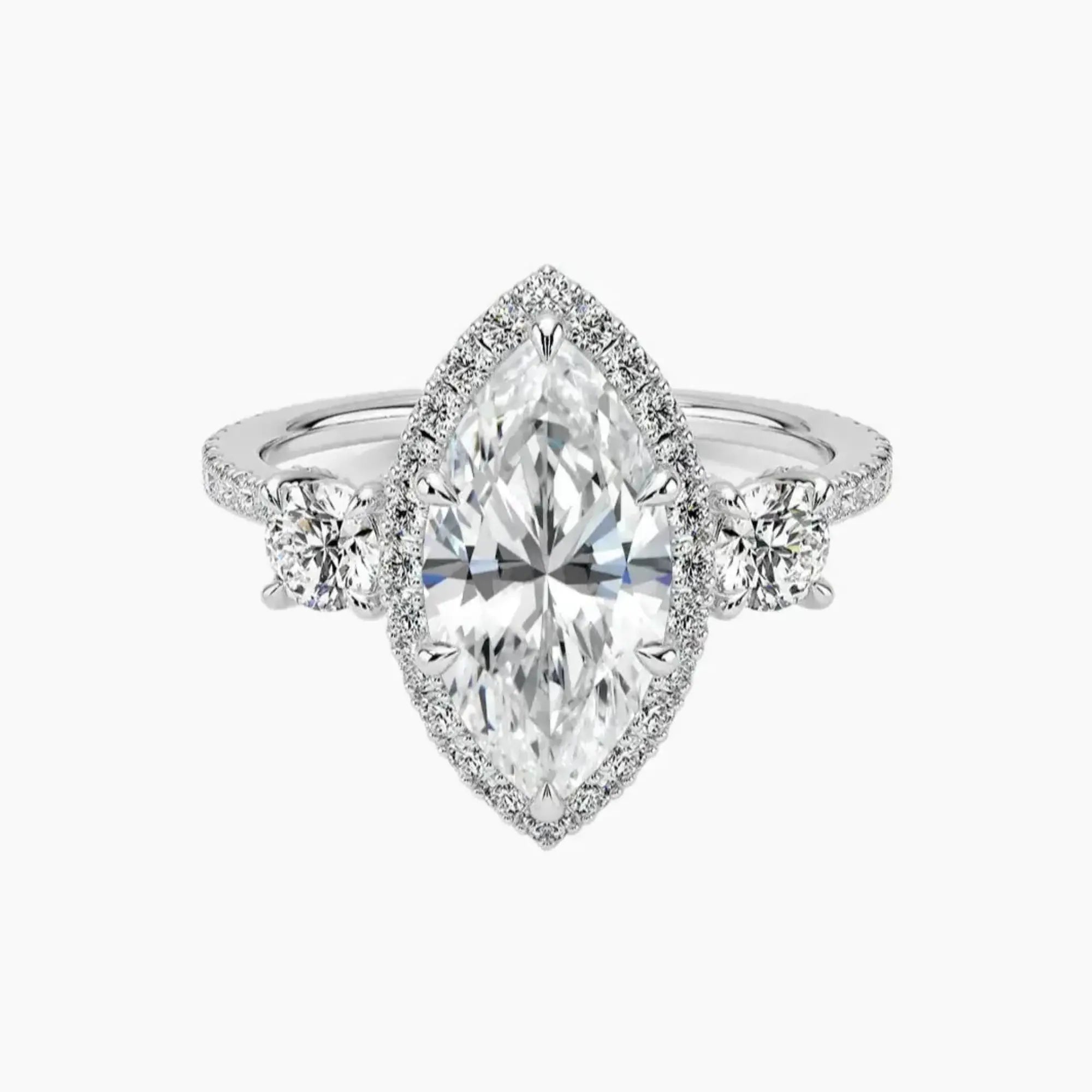 OBSER182 - Brielle Three Stone Marquise Halo engagement ring setting view 1