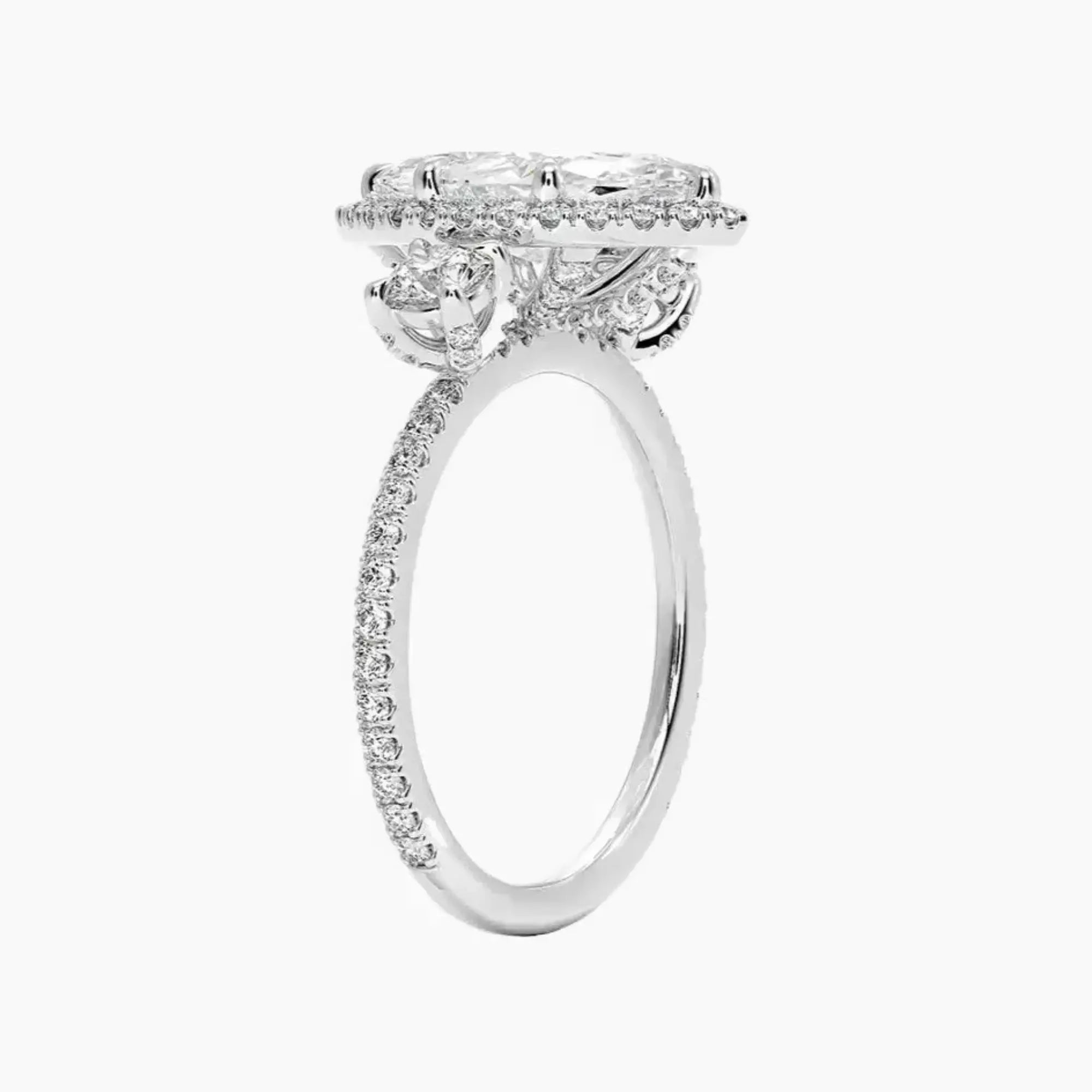 OBSER182 - Brielle Three Stone Marquise Halo engagement ring setting view 2