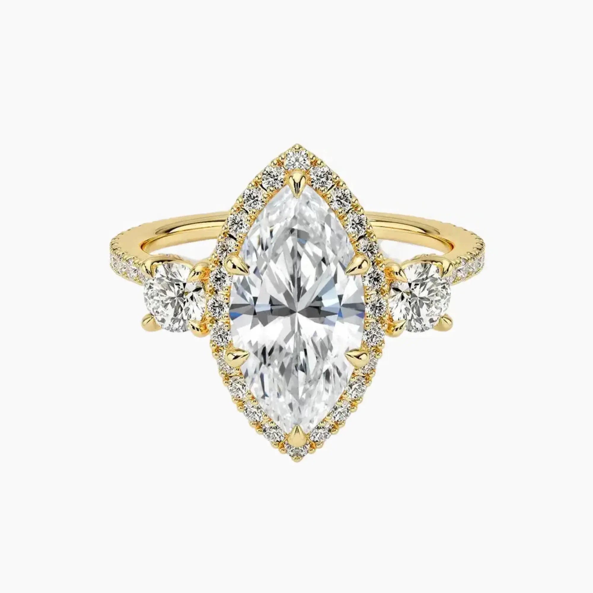 OBSER182 - Brielle Three Stone Marquise Halo engagement ring setting view 7