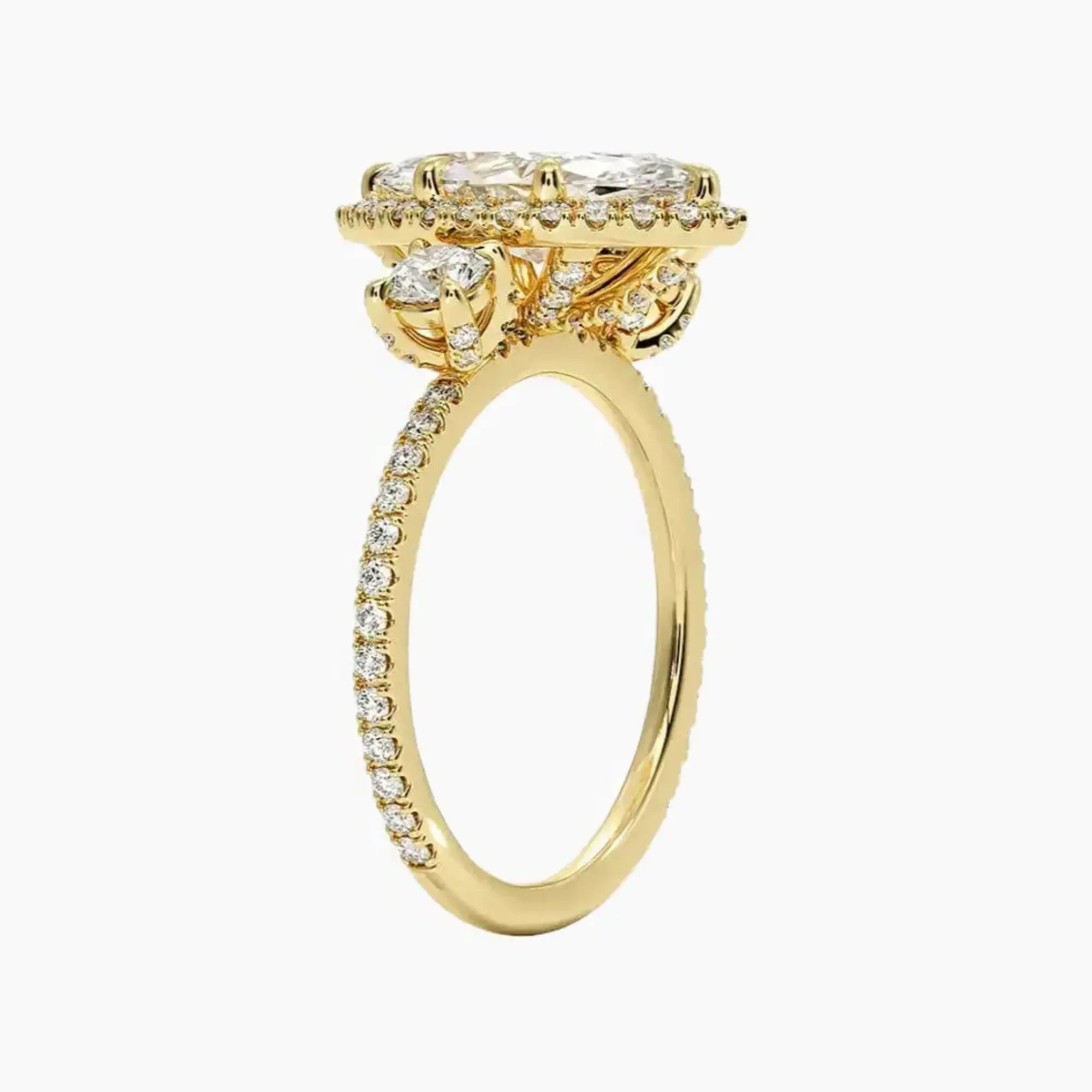 OBSER182 - Brielle Three Stone Marquise Halo engagement ring setting view 8