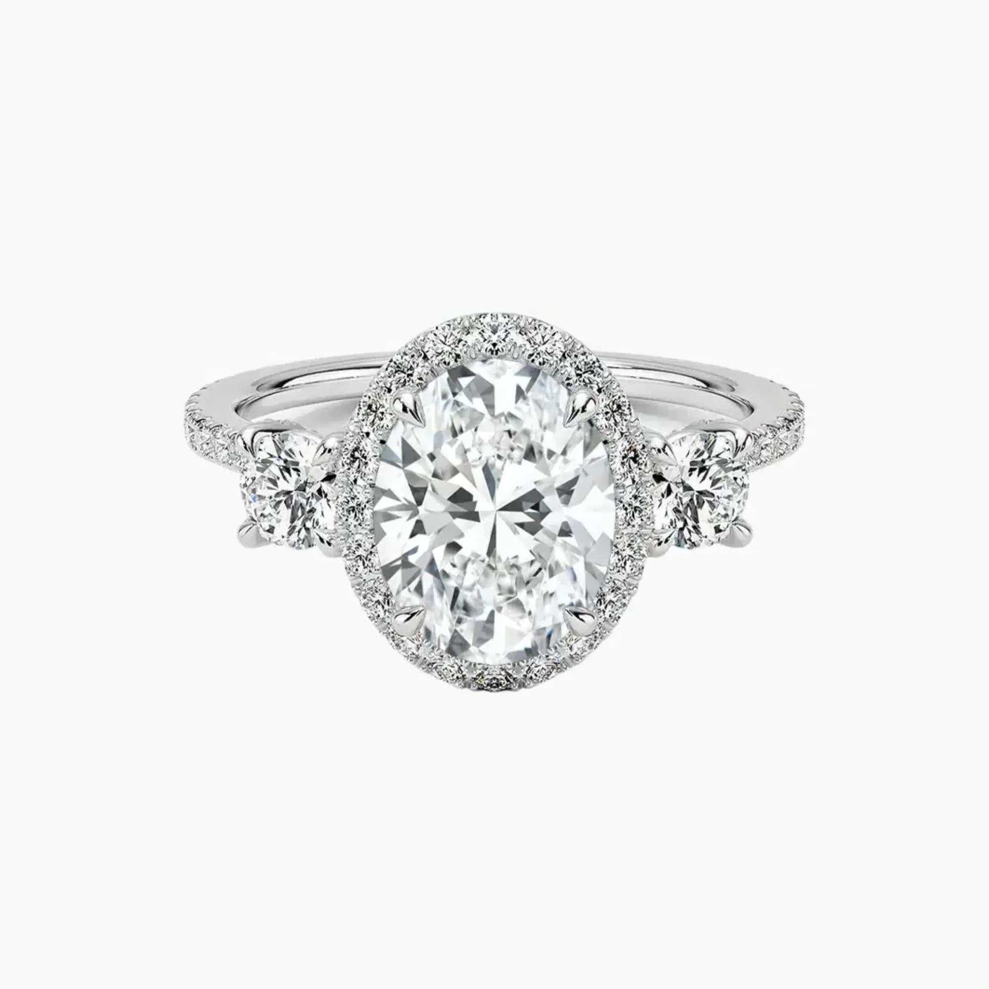 OBSER586 - Brielle Three Stone Oval Halo engagement ring setting view 1