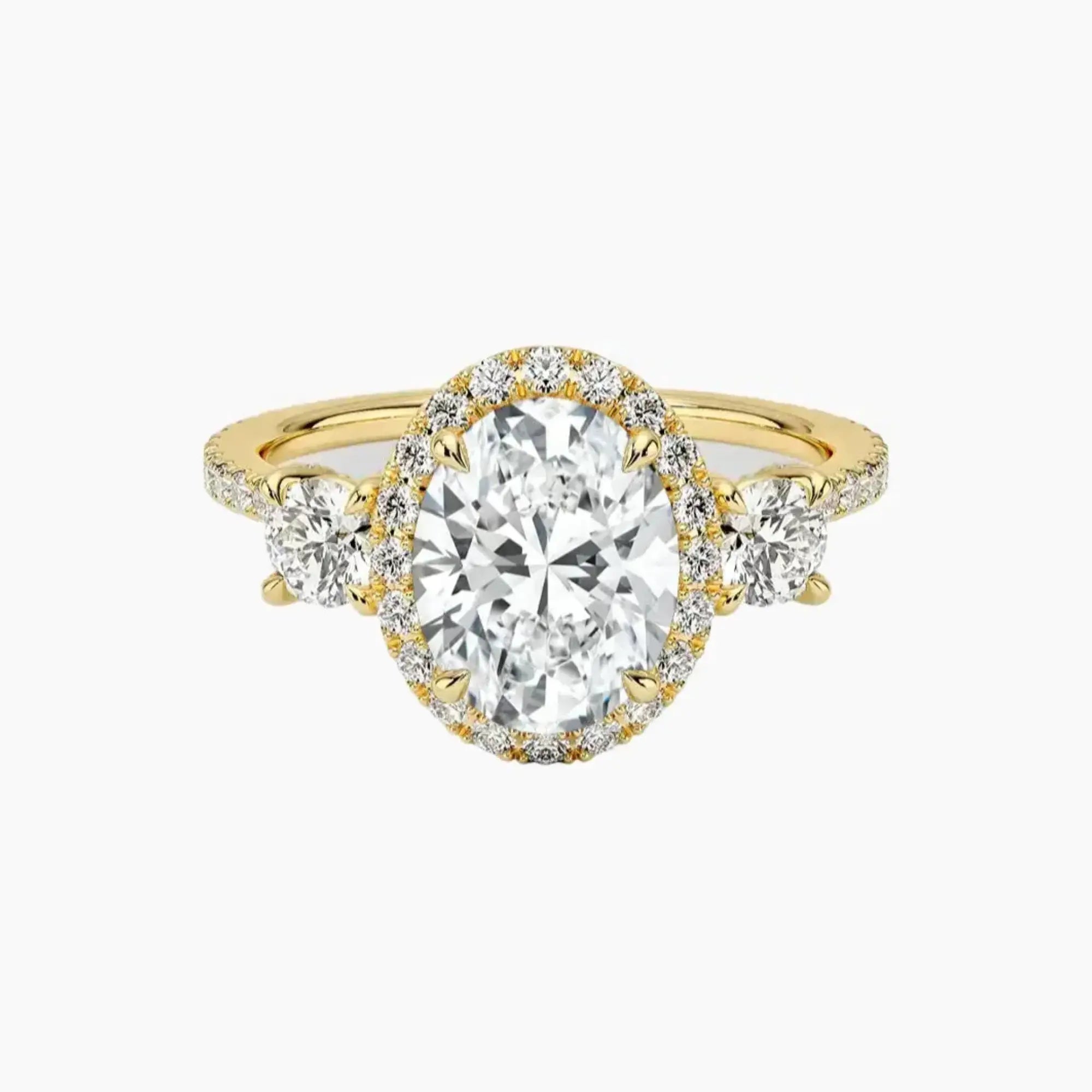 OBSER586 - Brielle Three Stone Oval Halo engagement ring setting view 7
