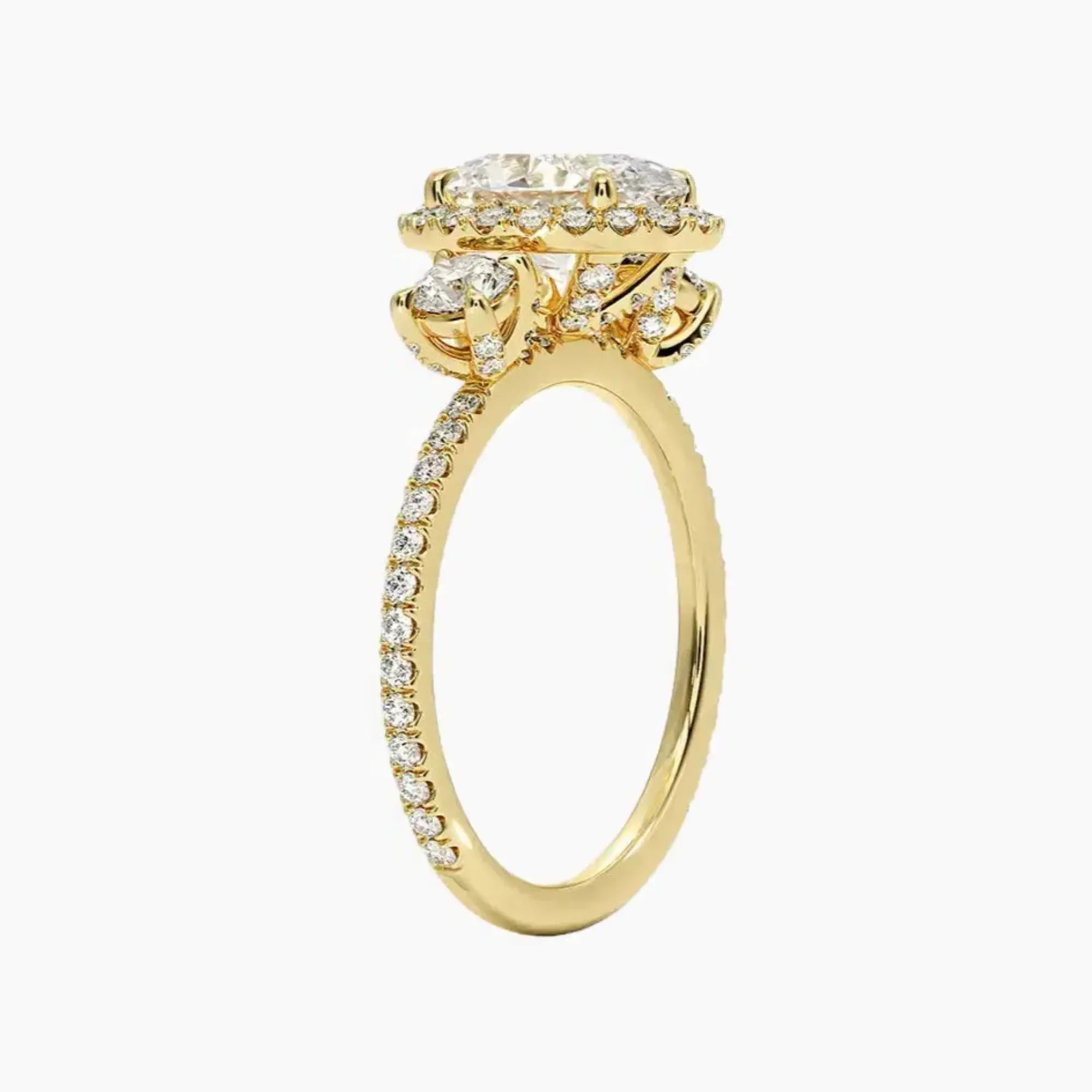 OBSER586 - Brielle Three Stone Oval Halo engagement ring setting view 8