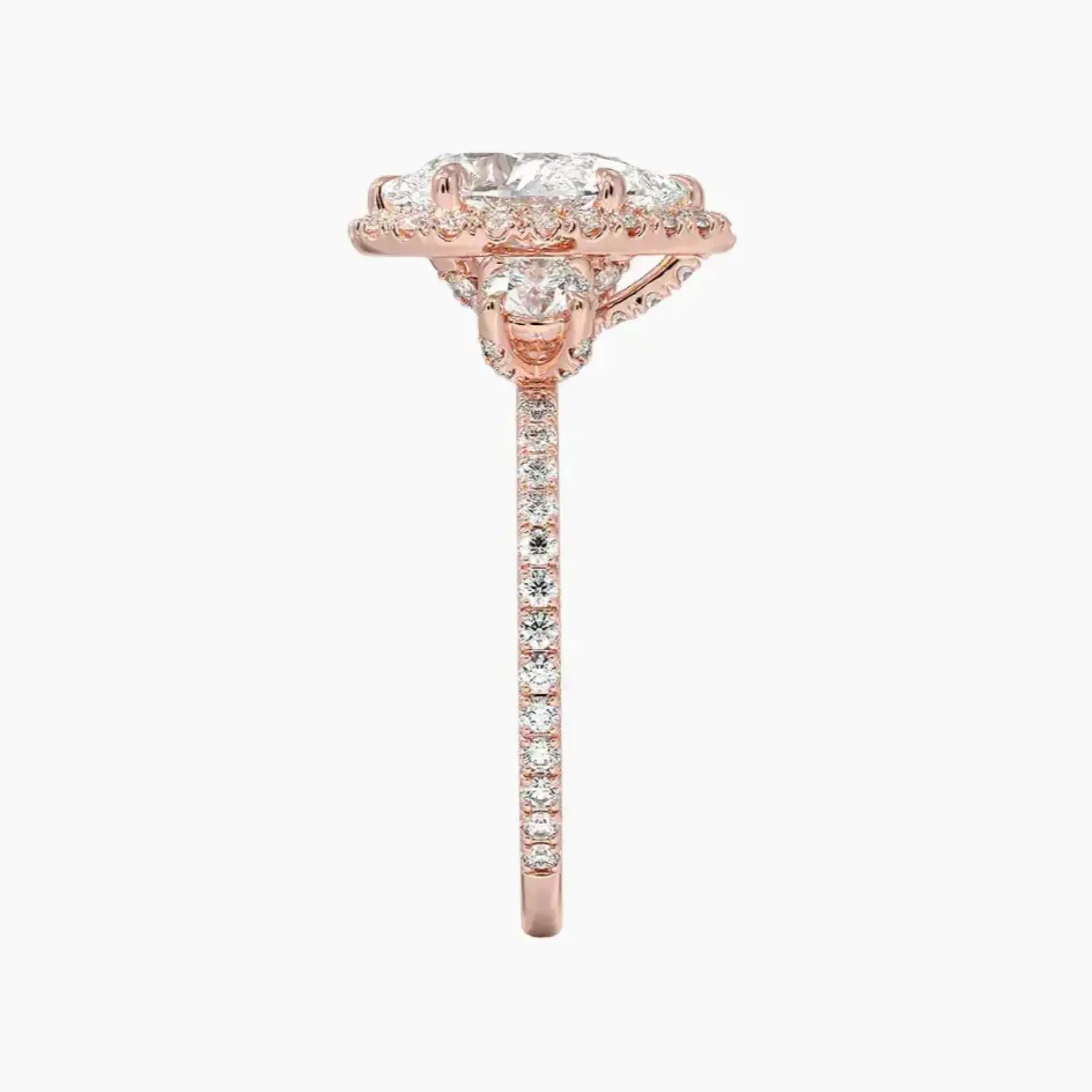 OBSER584 - Brielle Three Stone Pear Halo engagement ring setting view 6