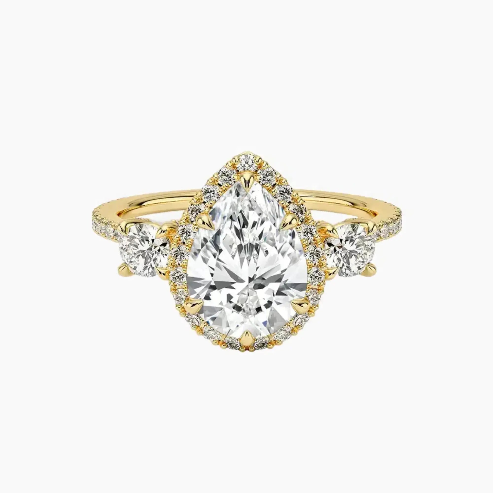 OBSER584 - Brielle Three Stone Pear Halo engagement ring setting view 7