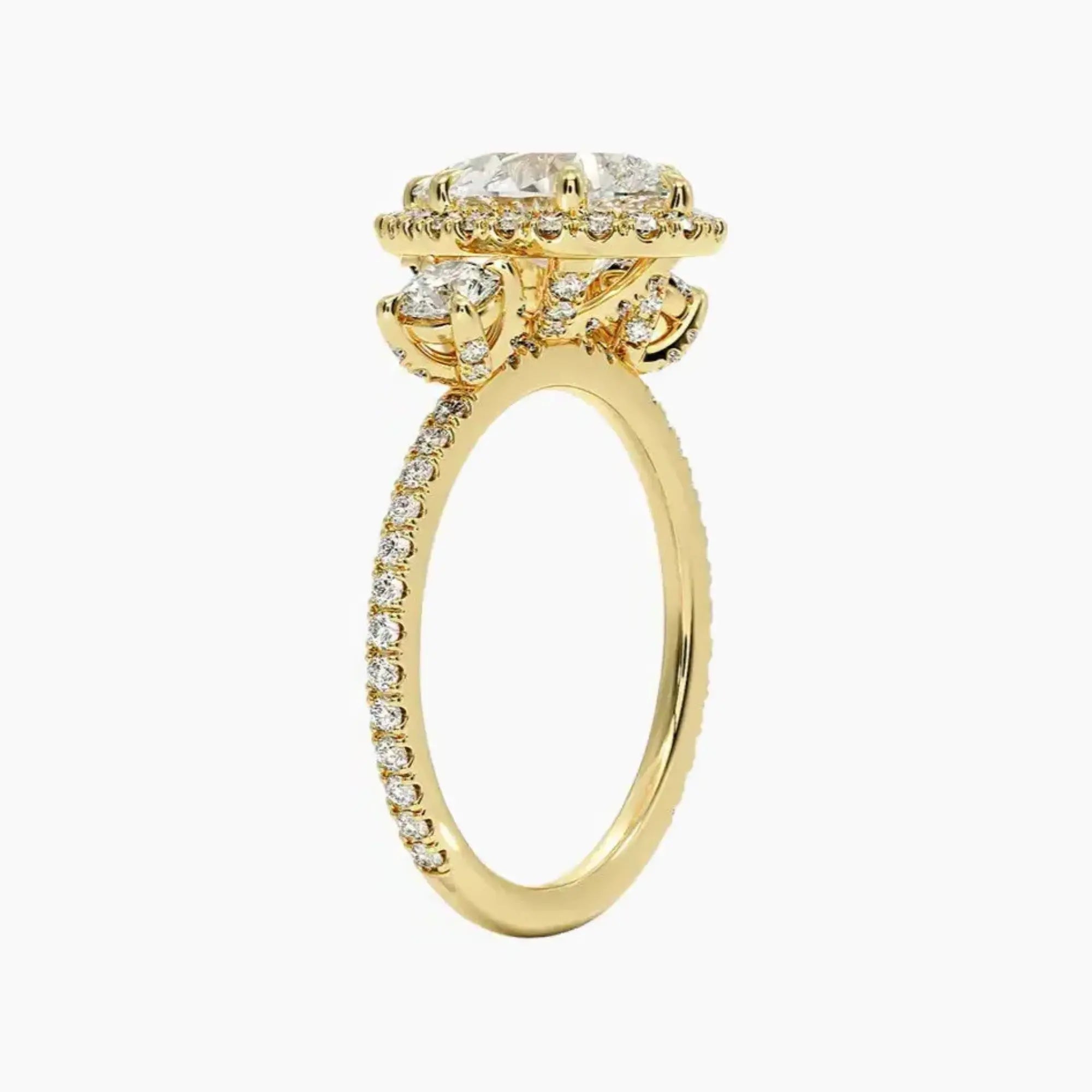 OBSER584 - Brielle Three Stone Pear Halo engagement ring setting view 8