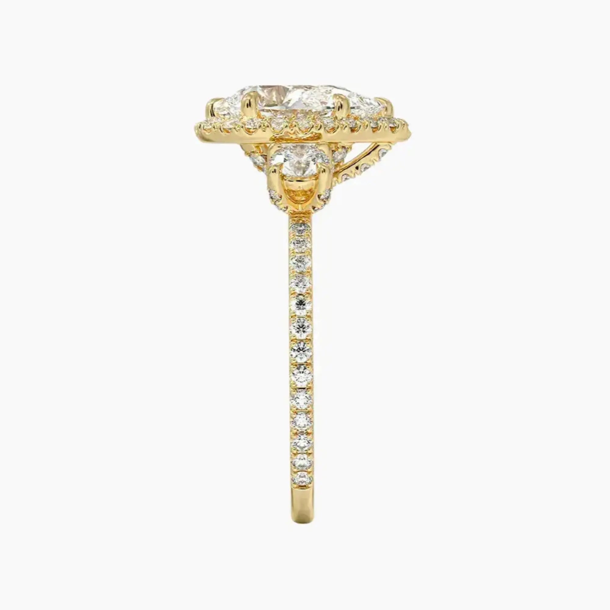 OBSER584 - Brielle Three Stone Pear Halo engagement ring setting view 9