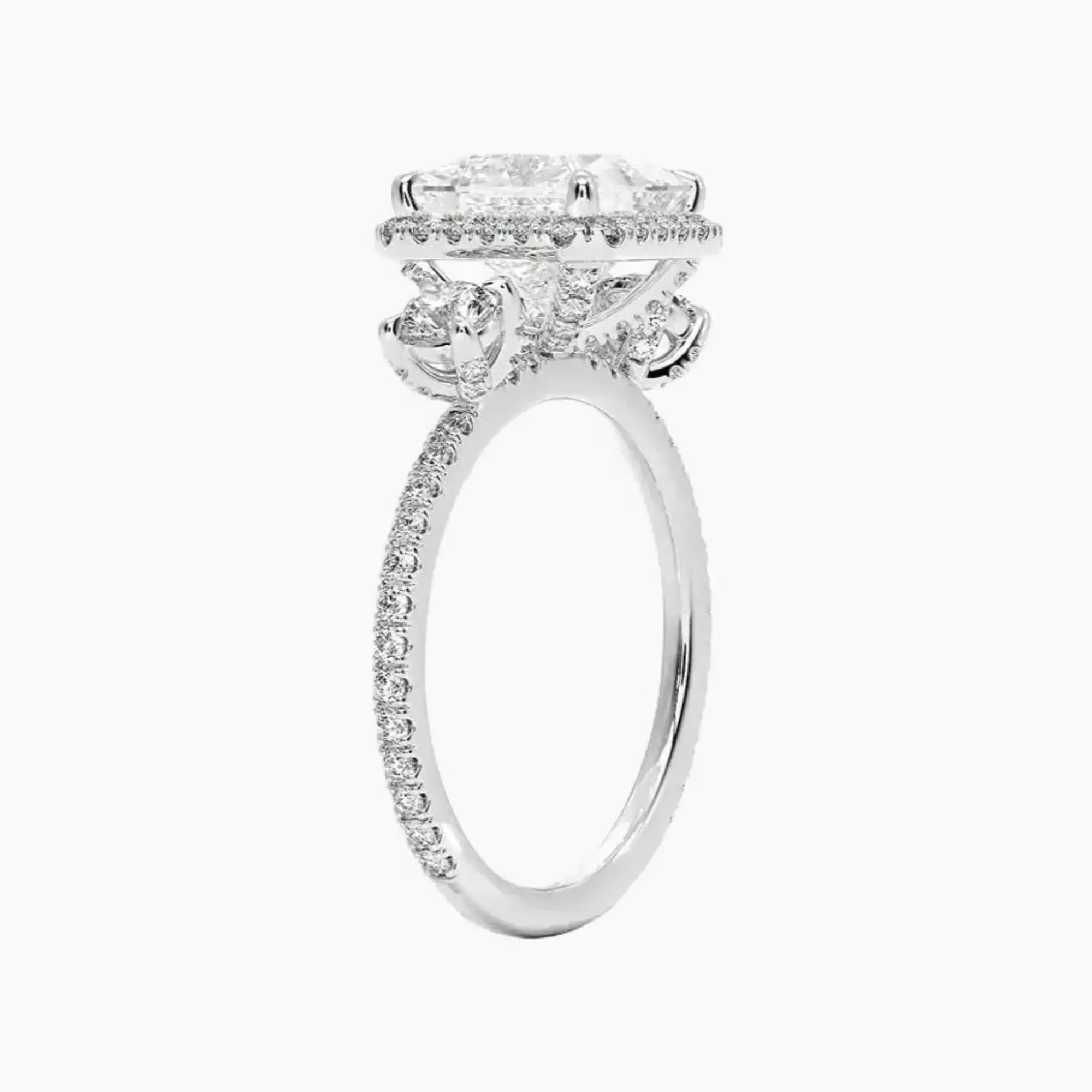 OBSER583 - Brielle Three Stone Princess Halo engagement ring setting view 2