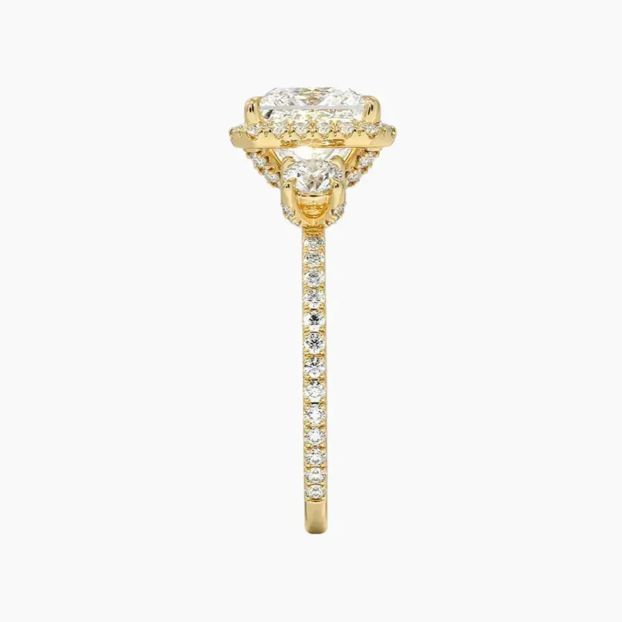 OBSER583 - Brielle Three Stone Princess Halo engagement ring setting view 9