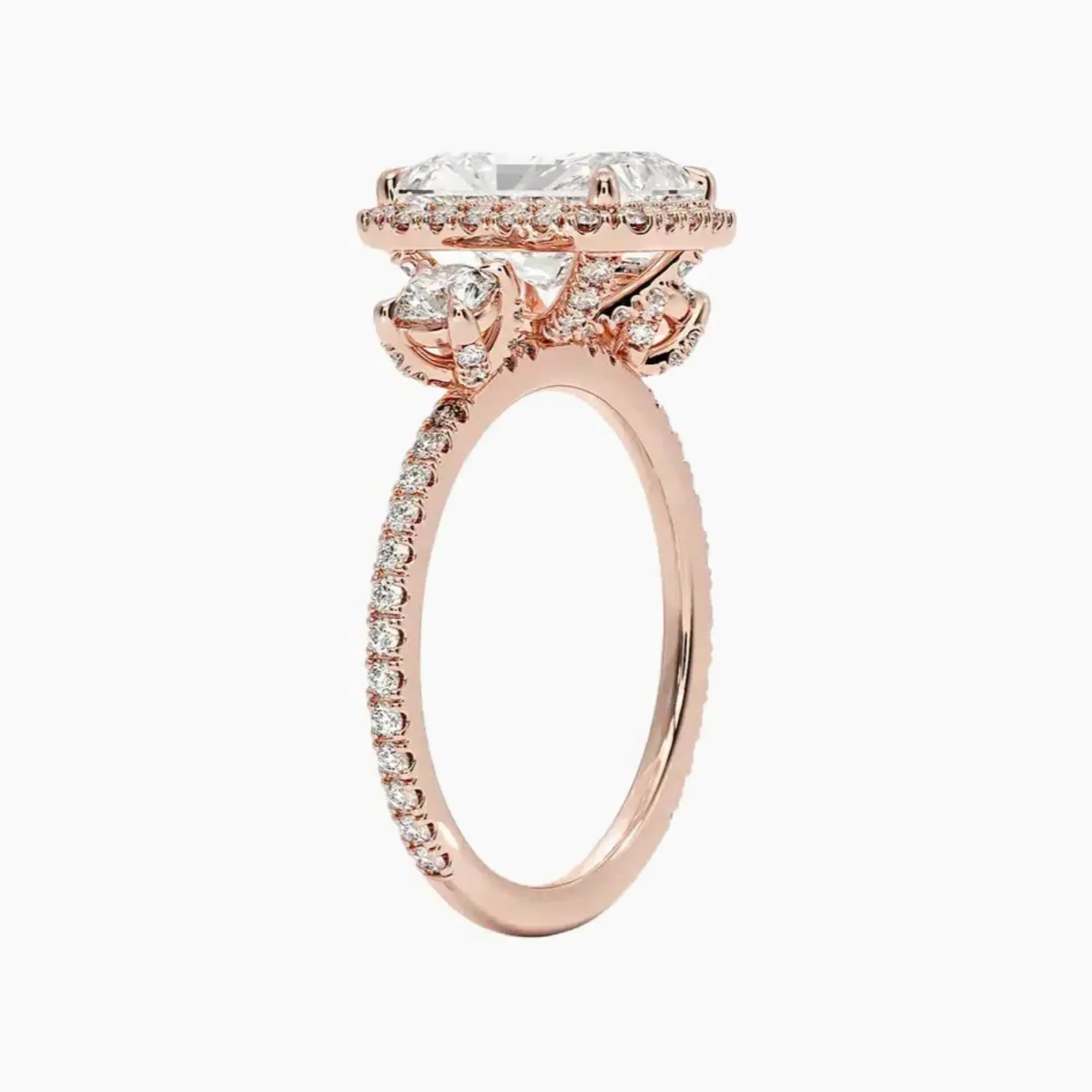 OBSER580 - Brielle Three Stone Radiant Halo engagement ring setting view 5