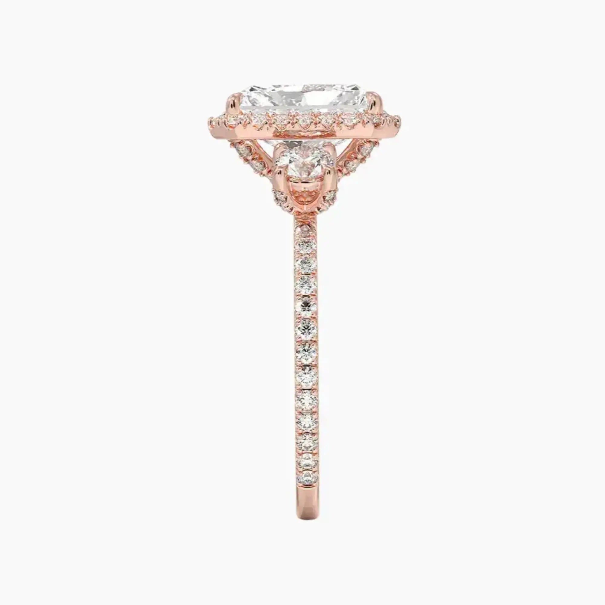 OBSER580 - Brielle Three Stone Radiant Halo engagement ring setting view 6