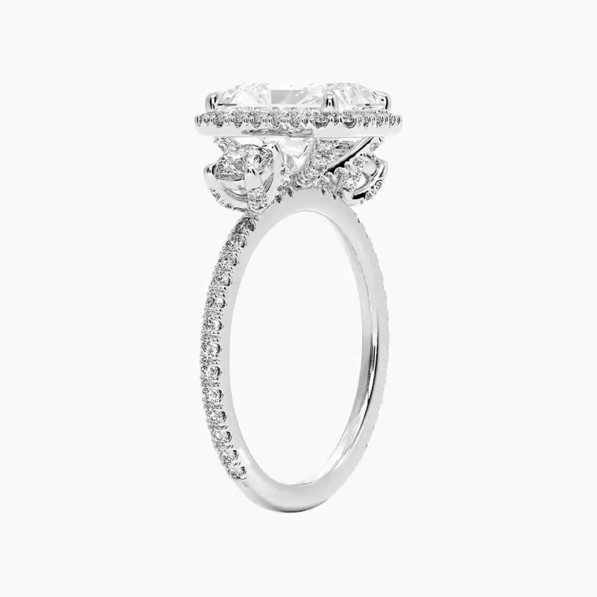 OBSER580 - Brielle Three Stone Radiant Halo engagement ring setting view 2