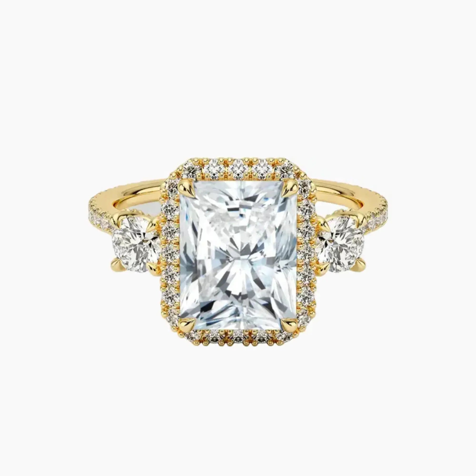 OBSER580 - Brielle Three Stone Radiant Halo engagement ring setting view 7