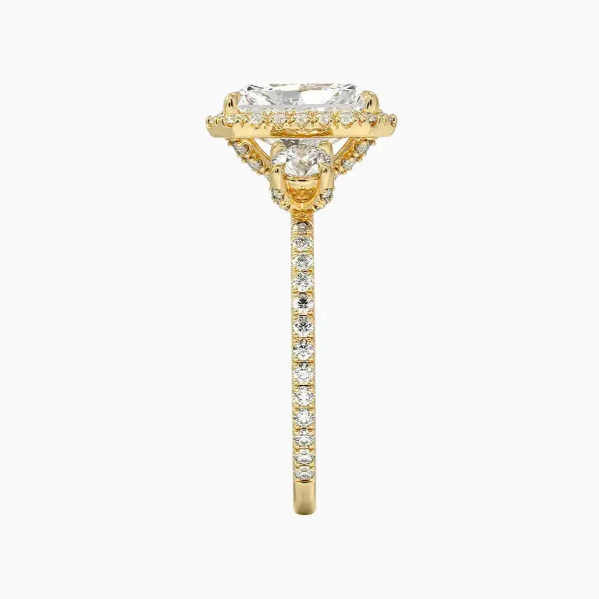 OBSER580 - Brielle Three Stone Radiant Halo engagement ring setting view 9