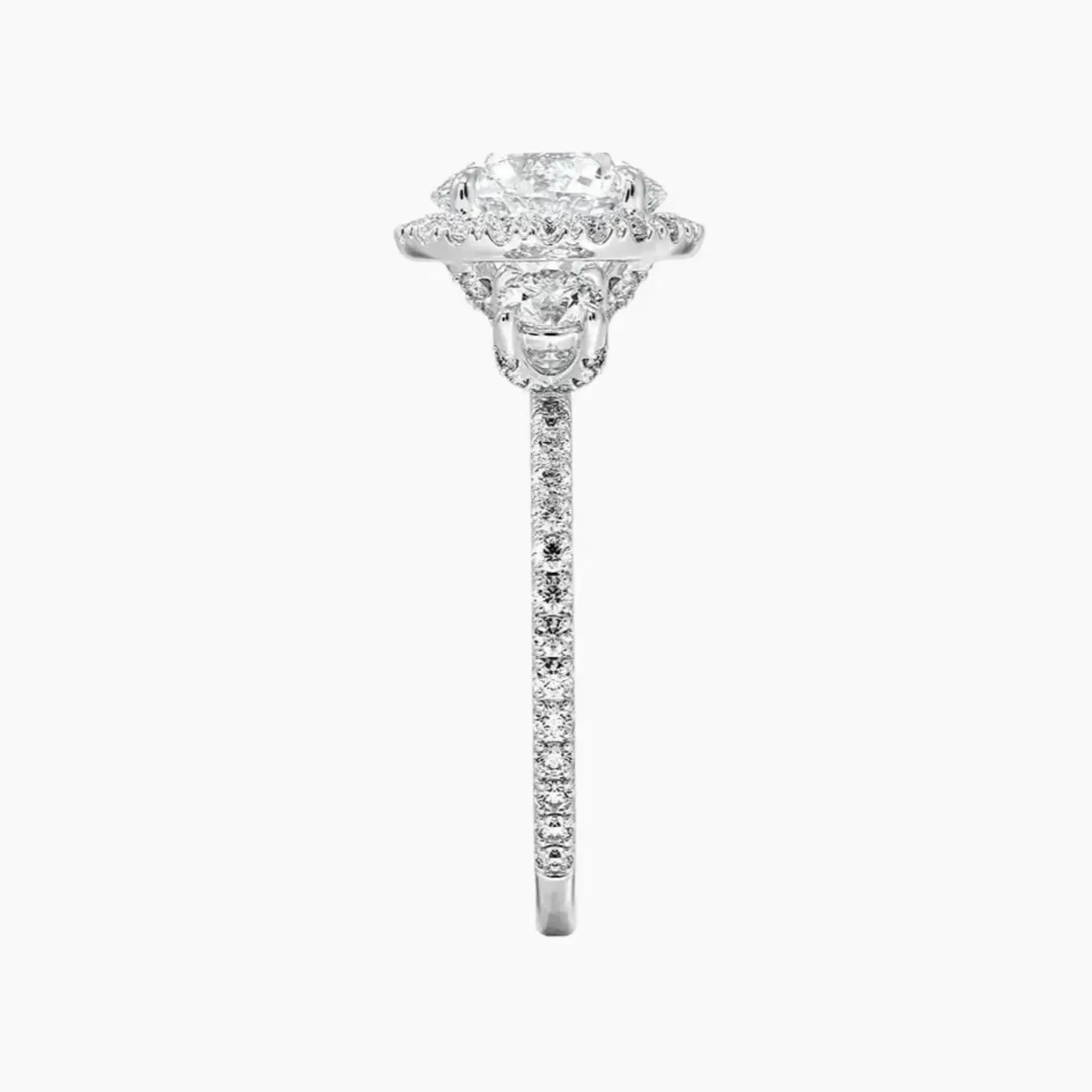 OBSER587 - Brielle Three Stone Round Halo engagement ring setting view 3