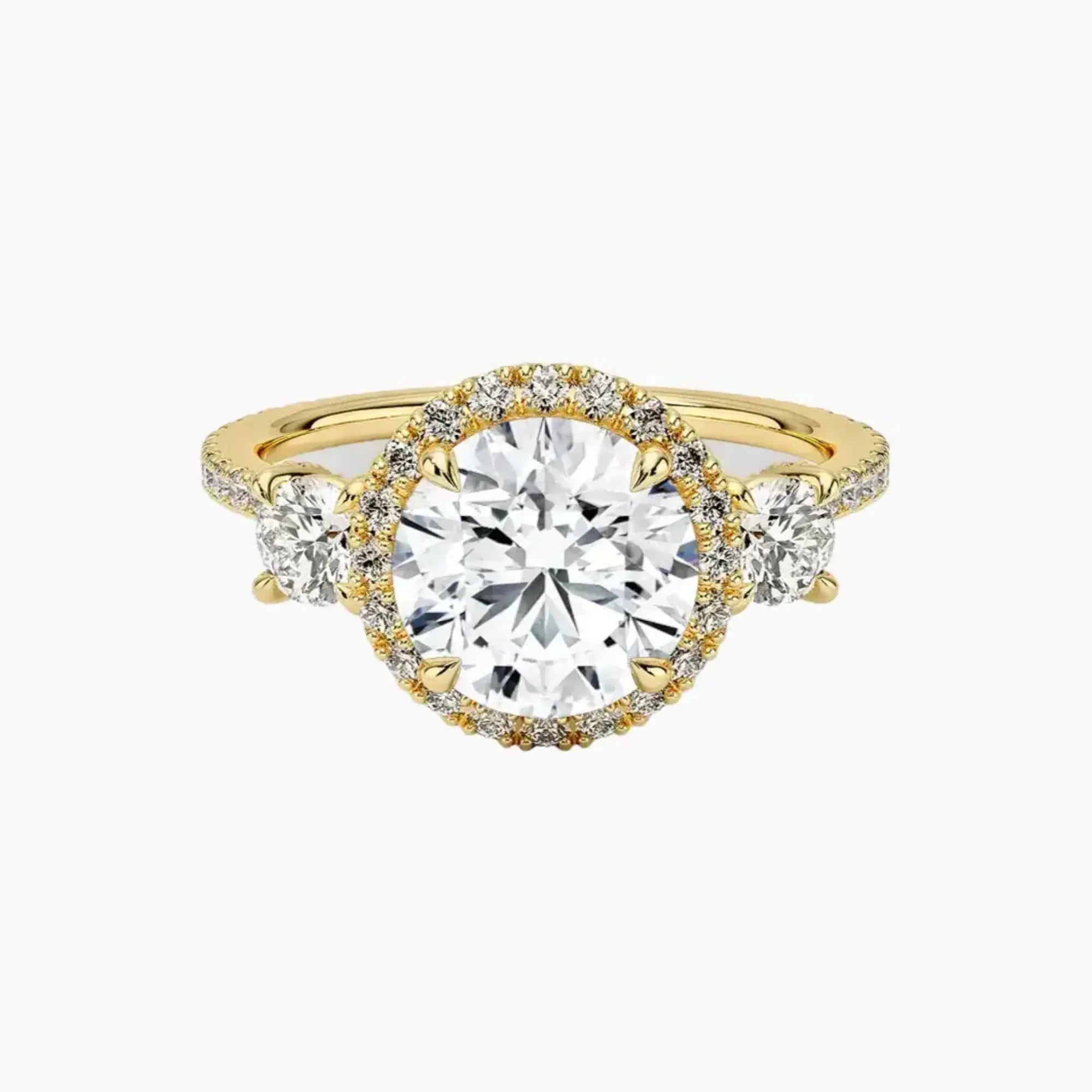 OBSER587 - Brielle Three Stone Round Halo engagement ring setting view 7