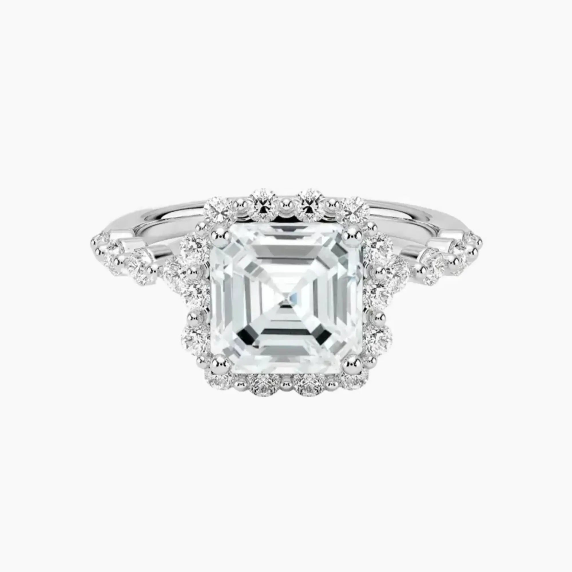 OBSER412 - Anthea Halo Asscher engagement ring setting view 1