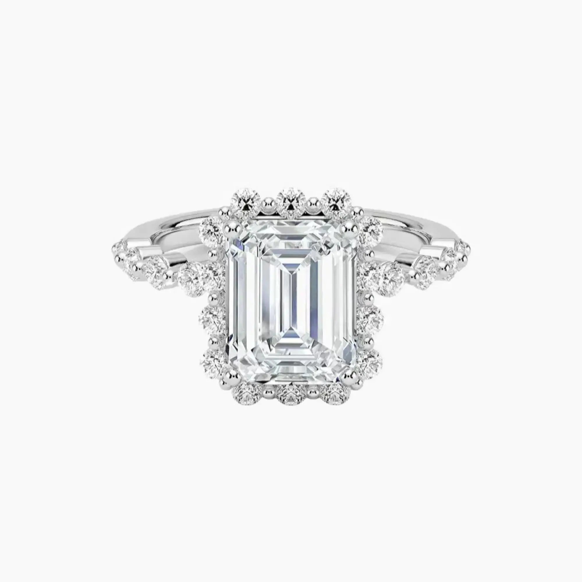 OBSER414 - Anthea Halo Emerald engagement ring setting view 1