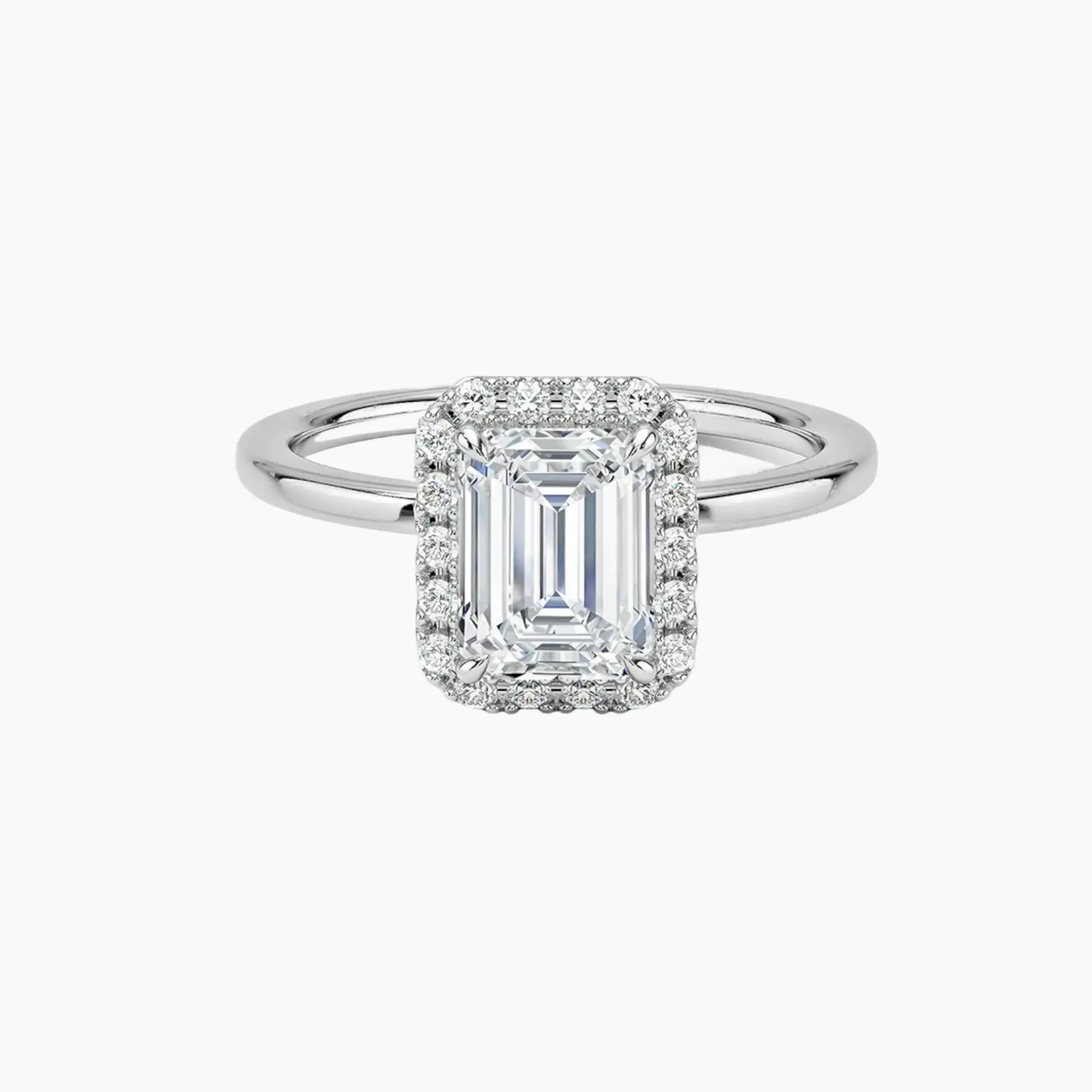 OBSER522 - Cassiopeia Halo Emerald engagement ring setting view 1
