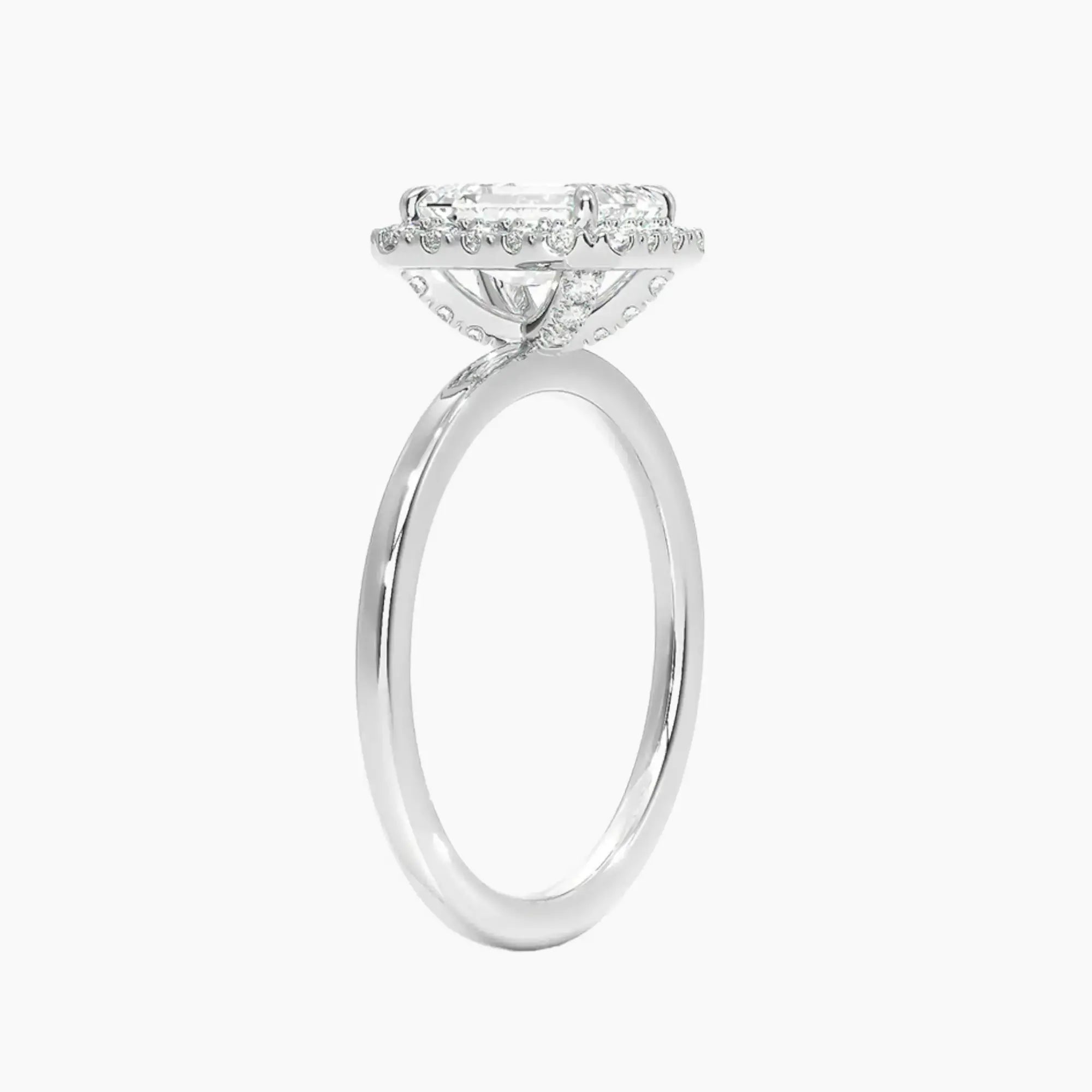 OBSER522 - Cassiopeia Halo Emerald engagement ring setting view 2