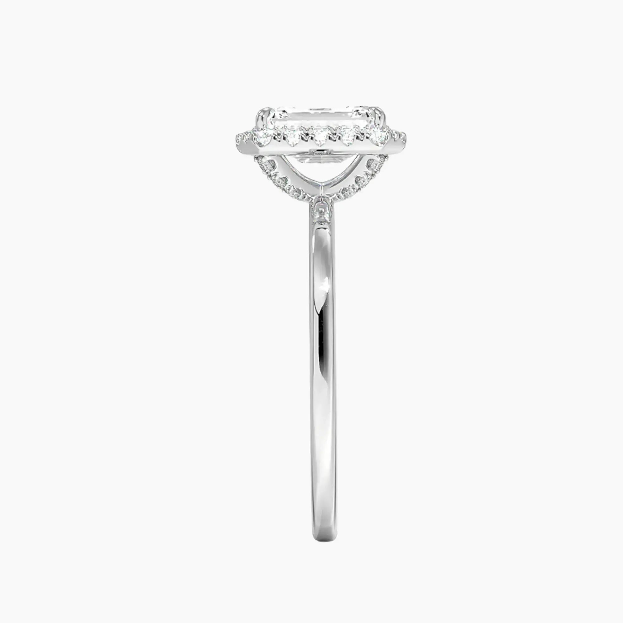 OBSER522 - Cassiopeia Halo Emerald engagement ring setting view 3