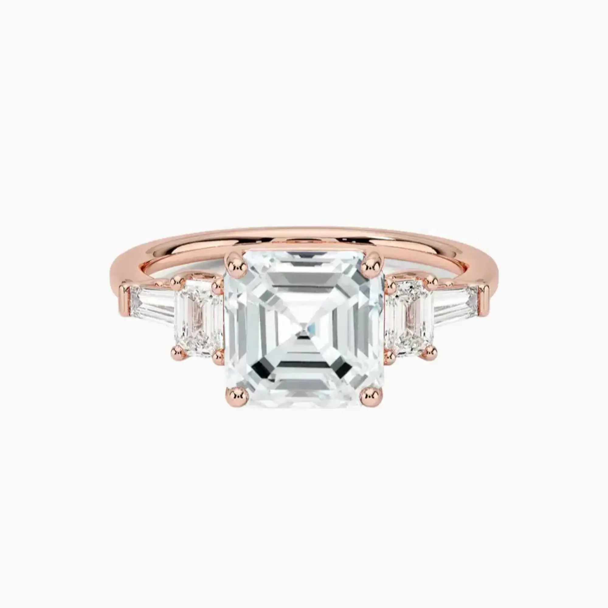 OBSER344 - Delphine Five Stone Asscher engagement ring setting view 4