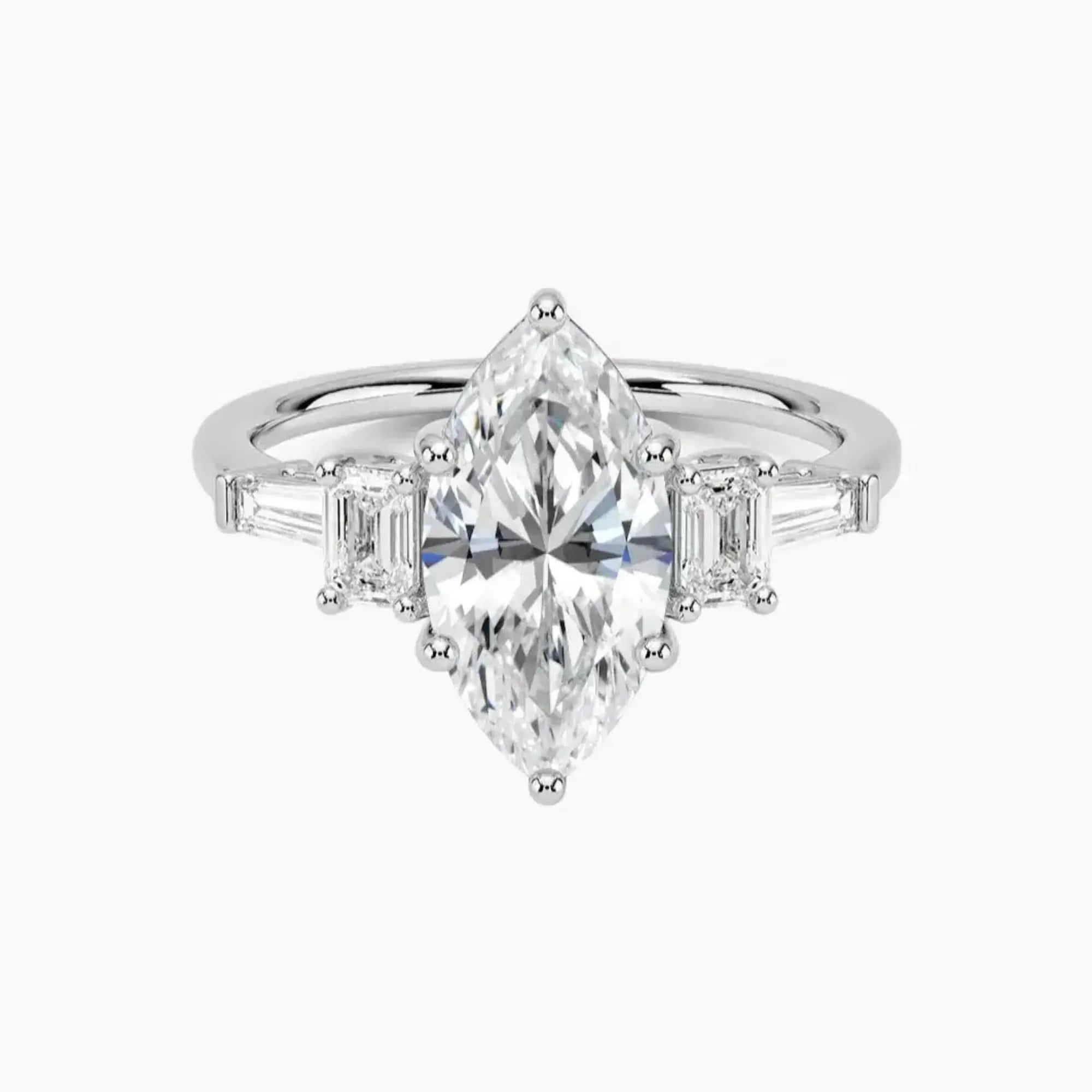 OBSER345 - Delphine Five Stone Marquise engagement ring setting view 1
