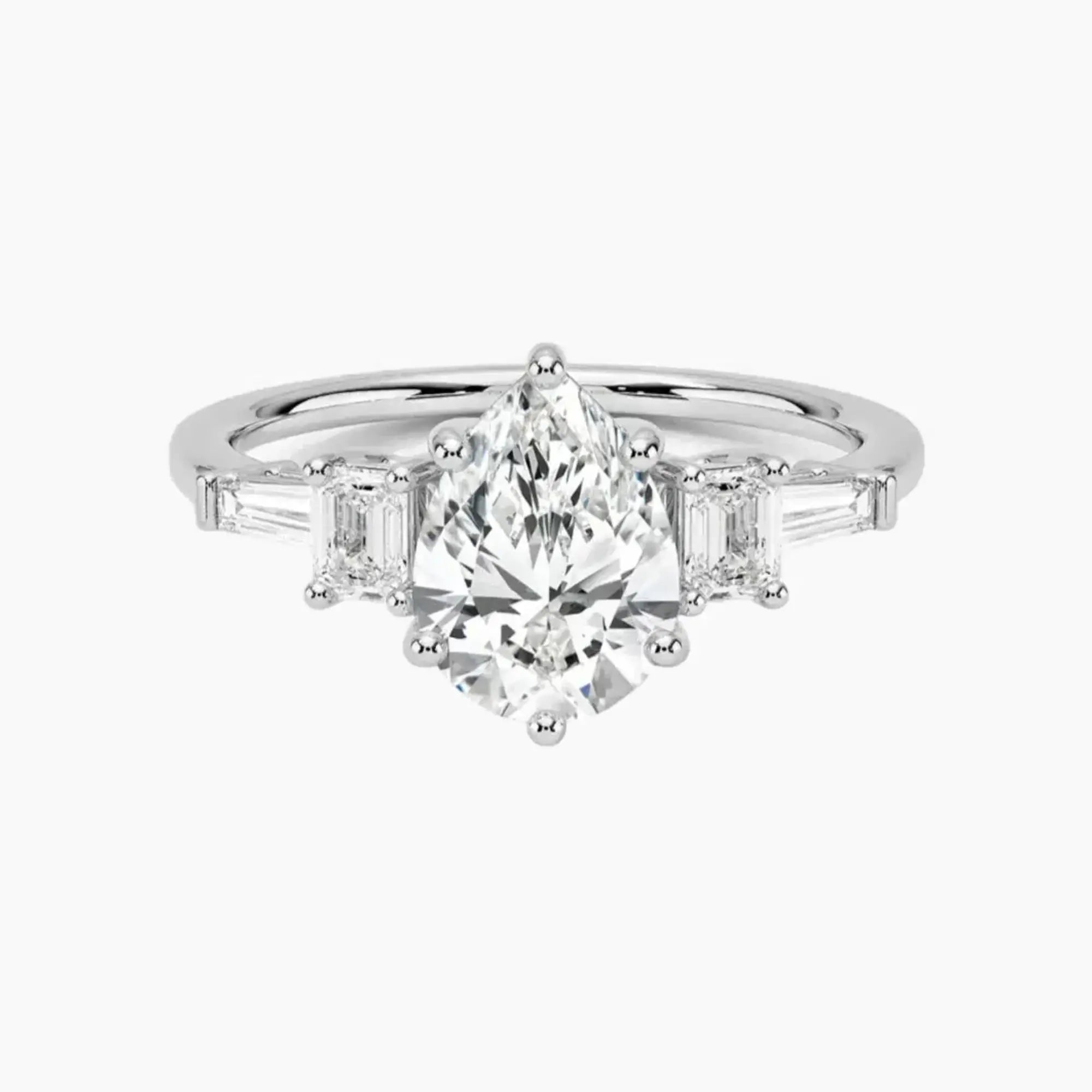 OBSER347 - Delphine Five Stone Pear engagement ring setting view 1