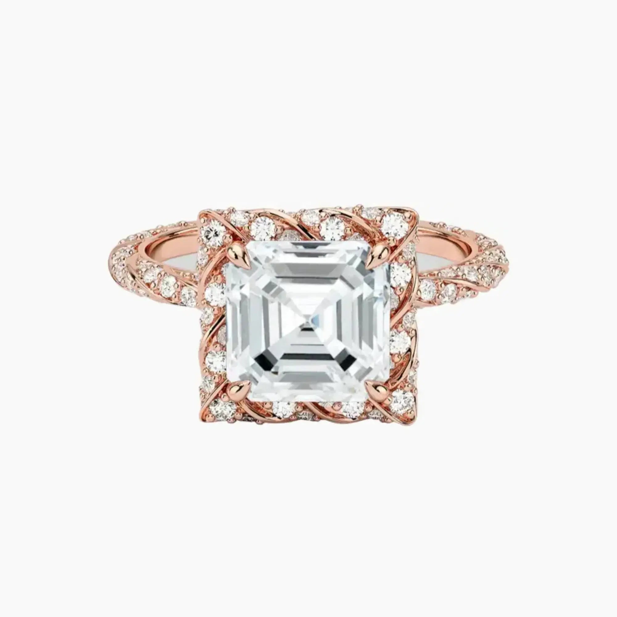 OBSER421 - Eliana Halo Asscher engagement ring setting view 4