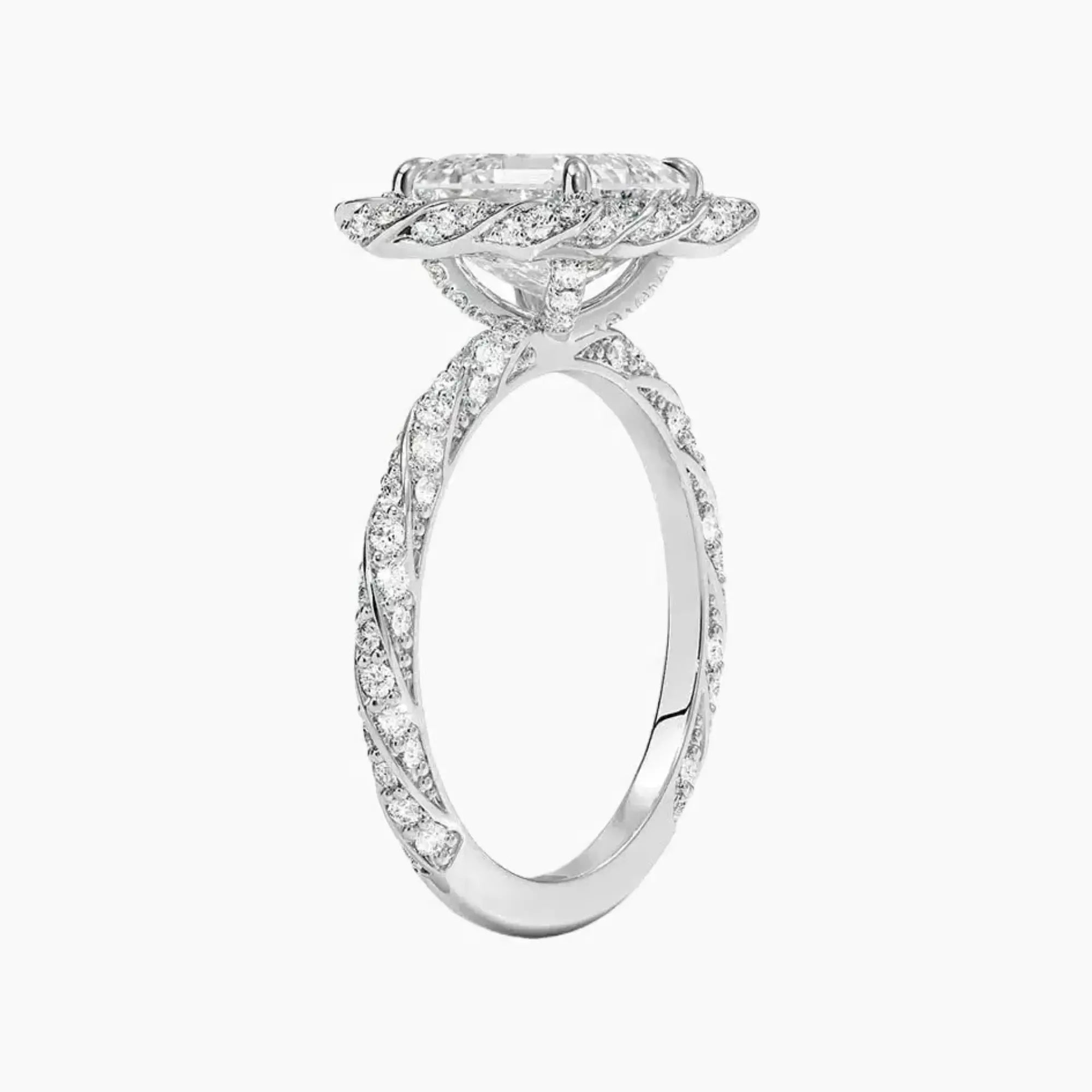 OBSER421 - Eliana Halo Asscher engagement ring setting view 2