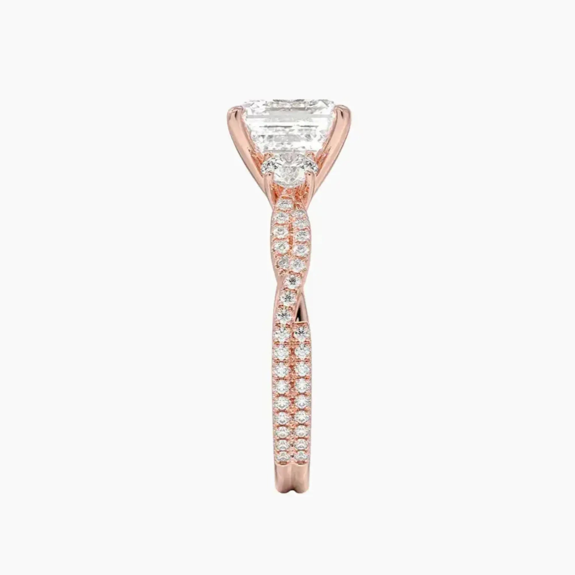 OBSER607 - Calista Adorned Three Stone Asscher Twisted engagement ring setting view 6