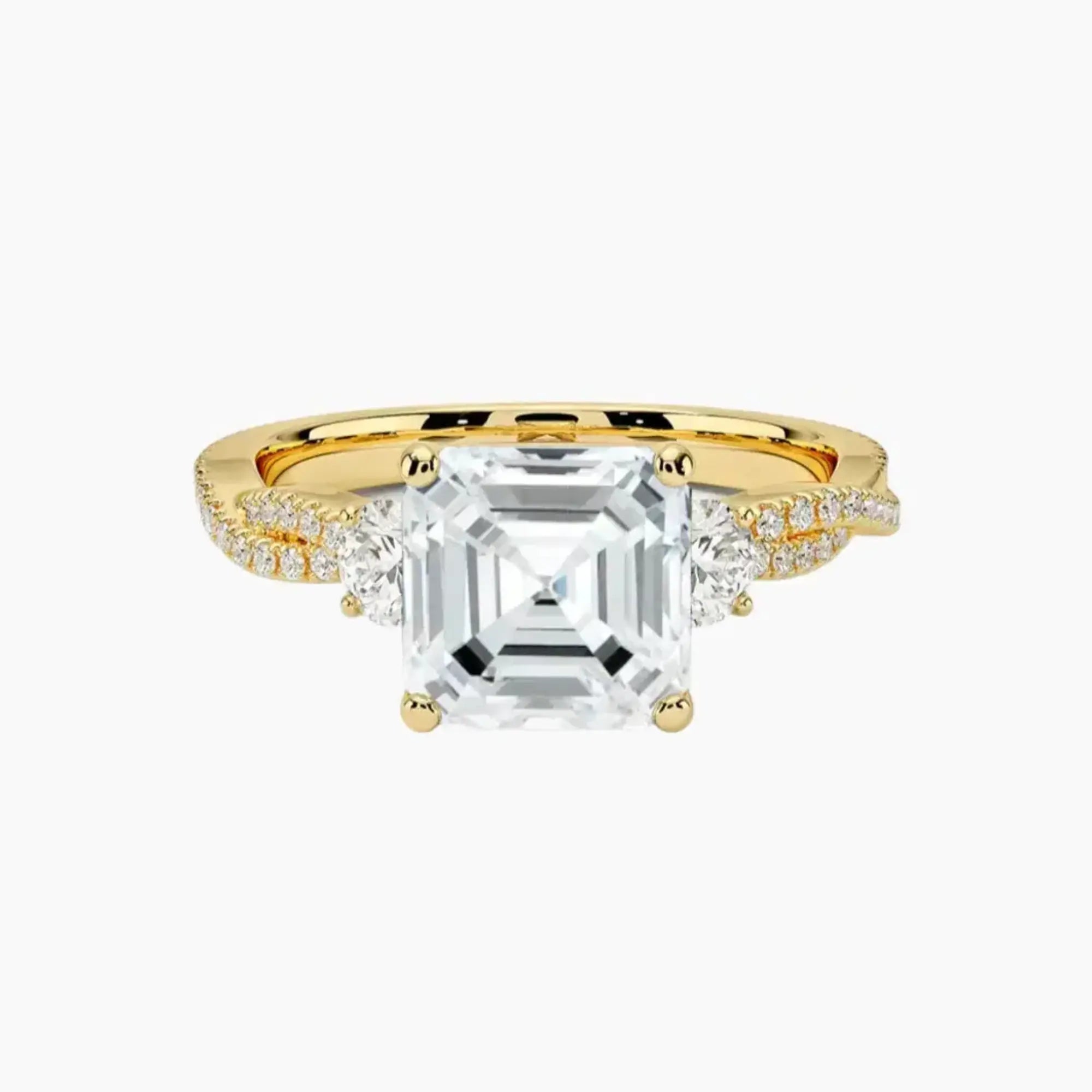 OBSER607 - Calista Adorned Three Stone Asscher Twisted engagement ring setting view 7