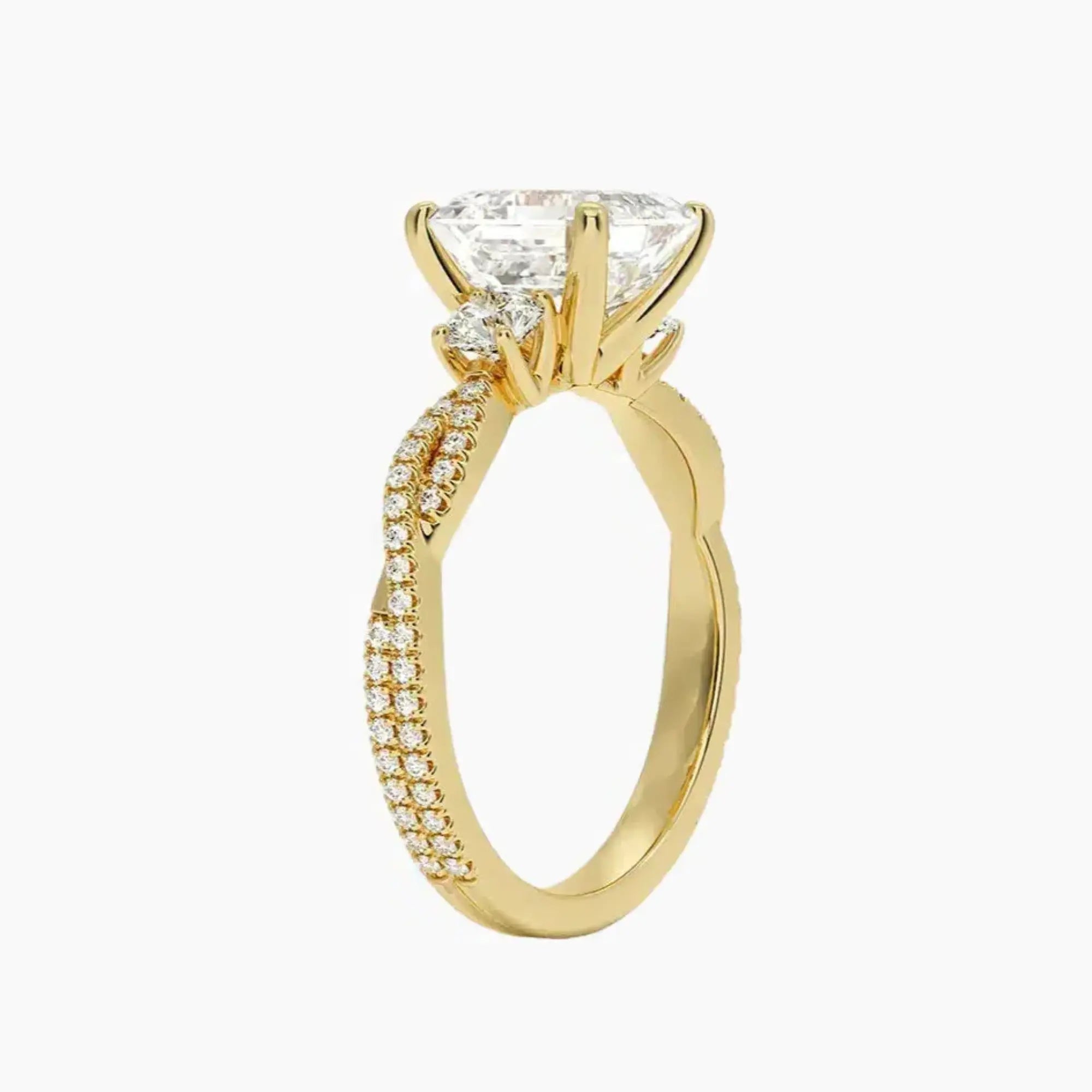 OBSER607 - Calista Adorned Three Stone Asscher Twisted engagement ring setting view 8