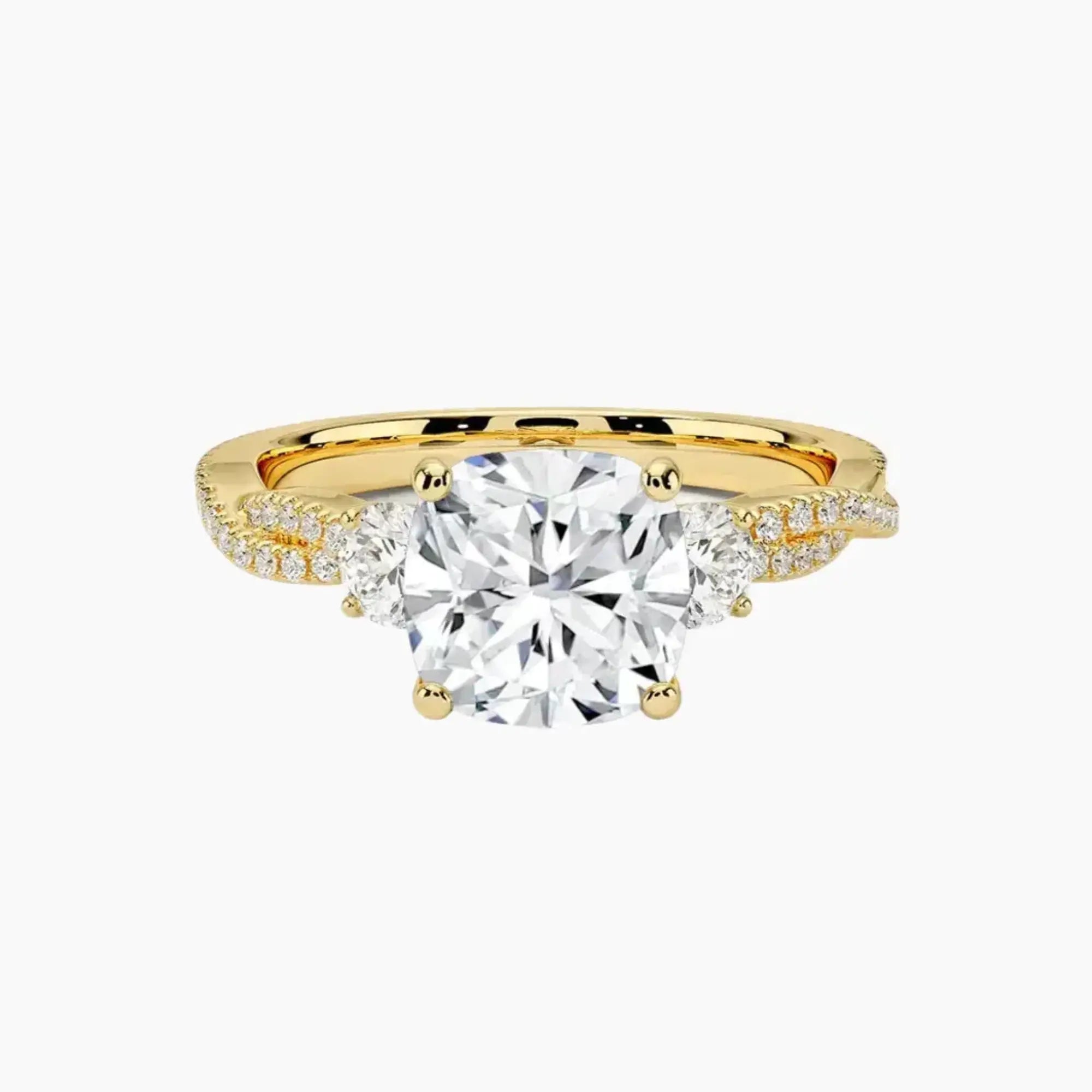 OBSER184 - Calista Adorned Three Stone Cushion Twisted engagement ring setting view 7