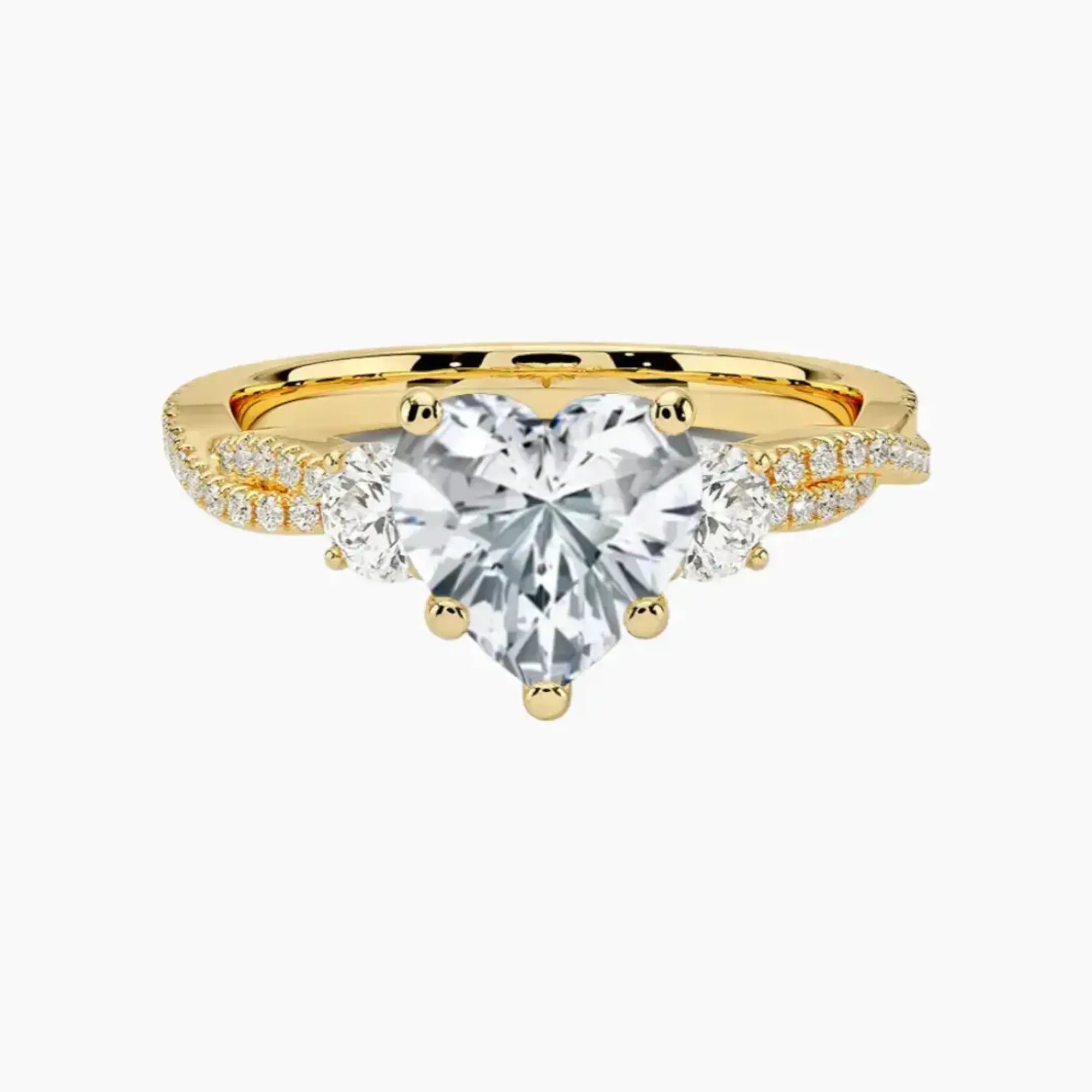 OBSER605 - Calista Adorned Three Stone Heart Twisted engagement ring setting view 7