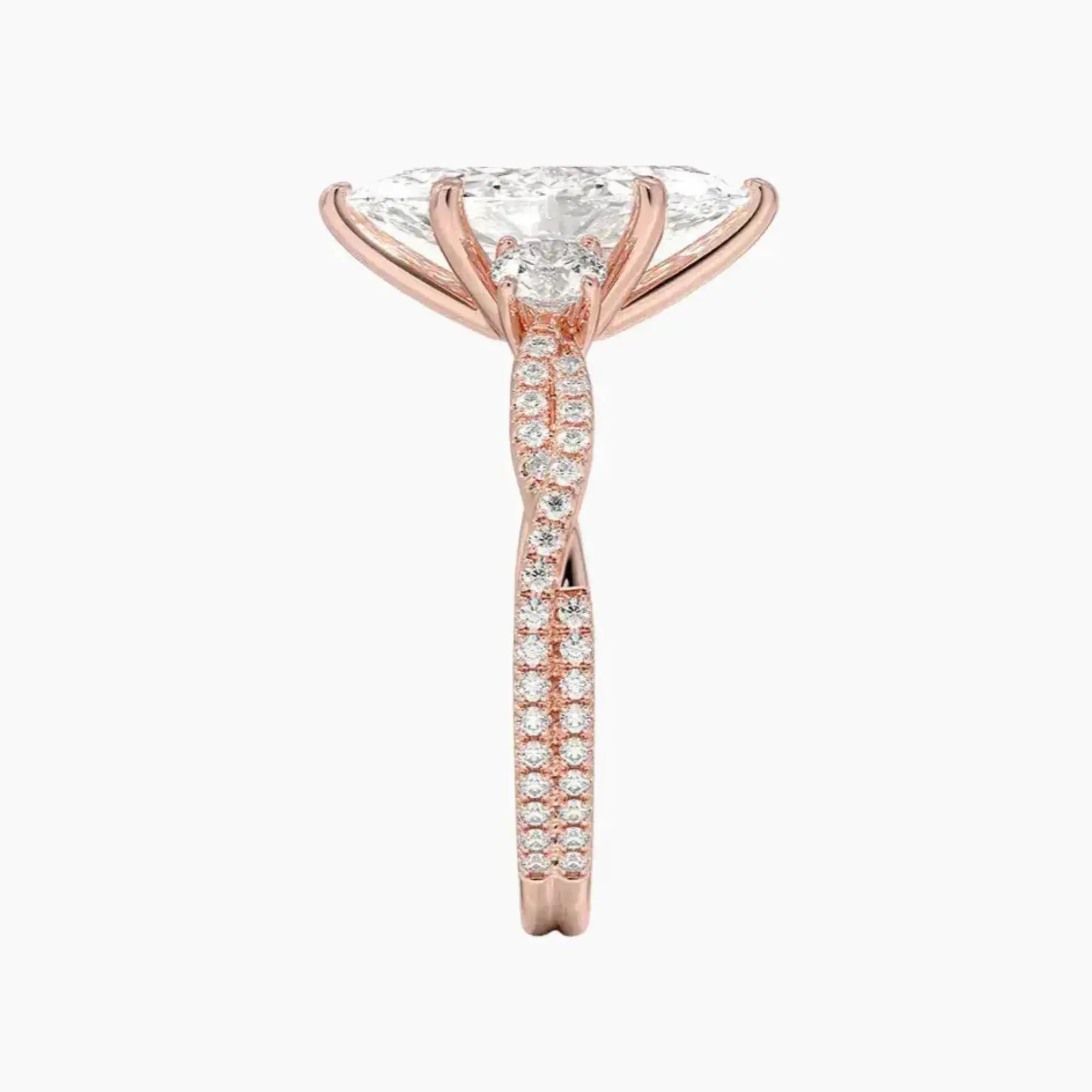 OBSER608 - Calista Adorned Three Stone Marquise Twisted engagement ring setting view 6