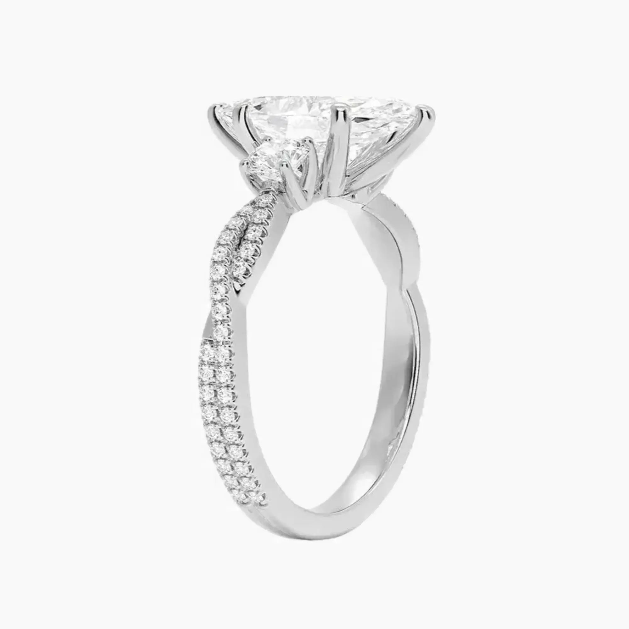 OBSER608 - Calista Adorned Three Stone Marquise Twisted engagement ring setting view 2