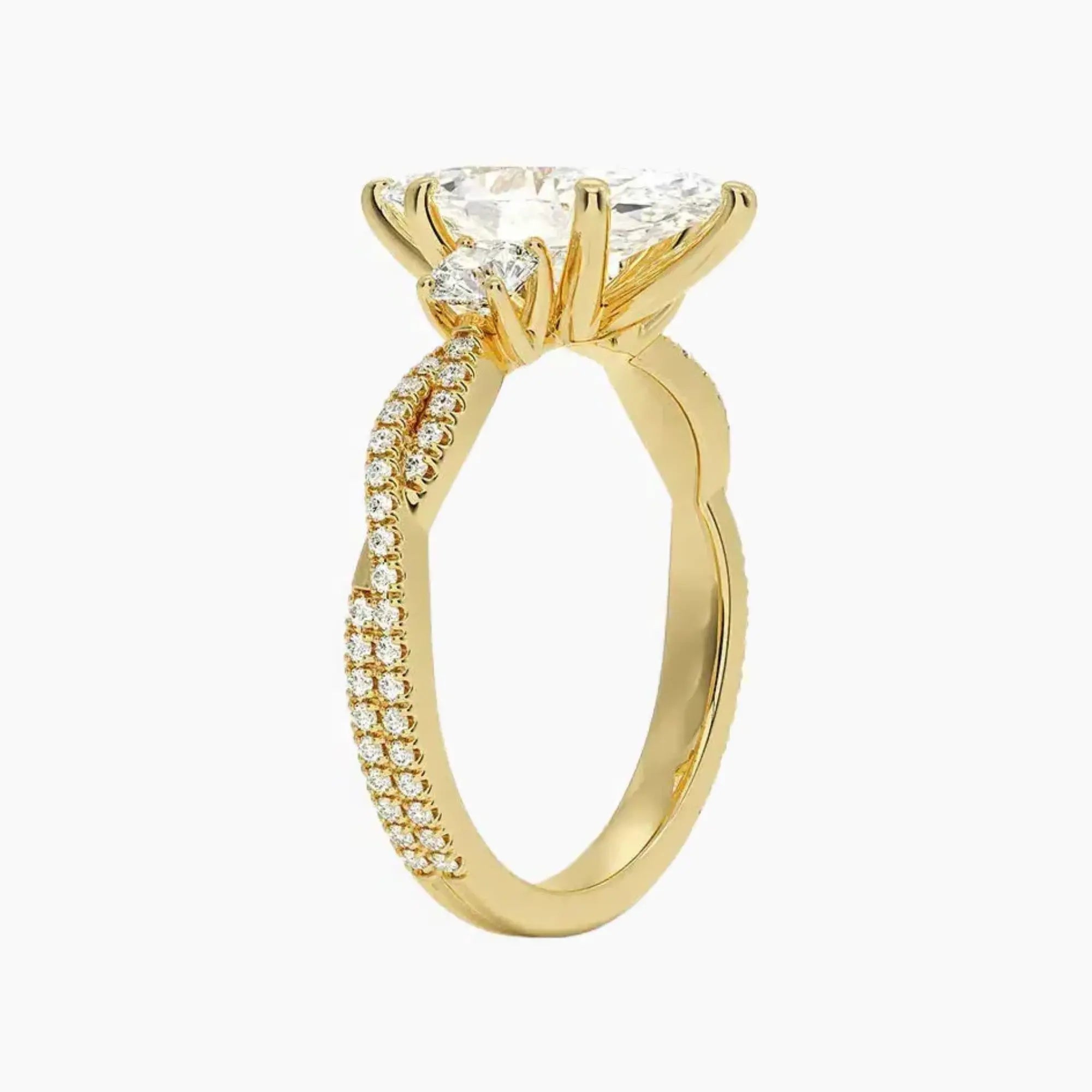 OBSER608 - Calista Adorned Three Stone Marquise Twisted engagement ring setting view 8
