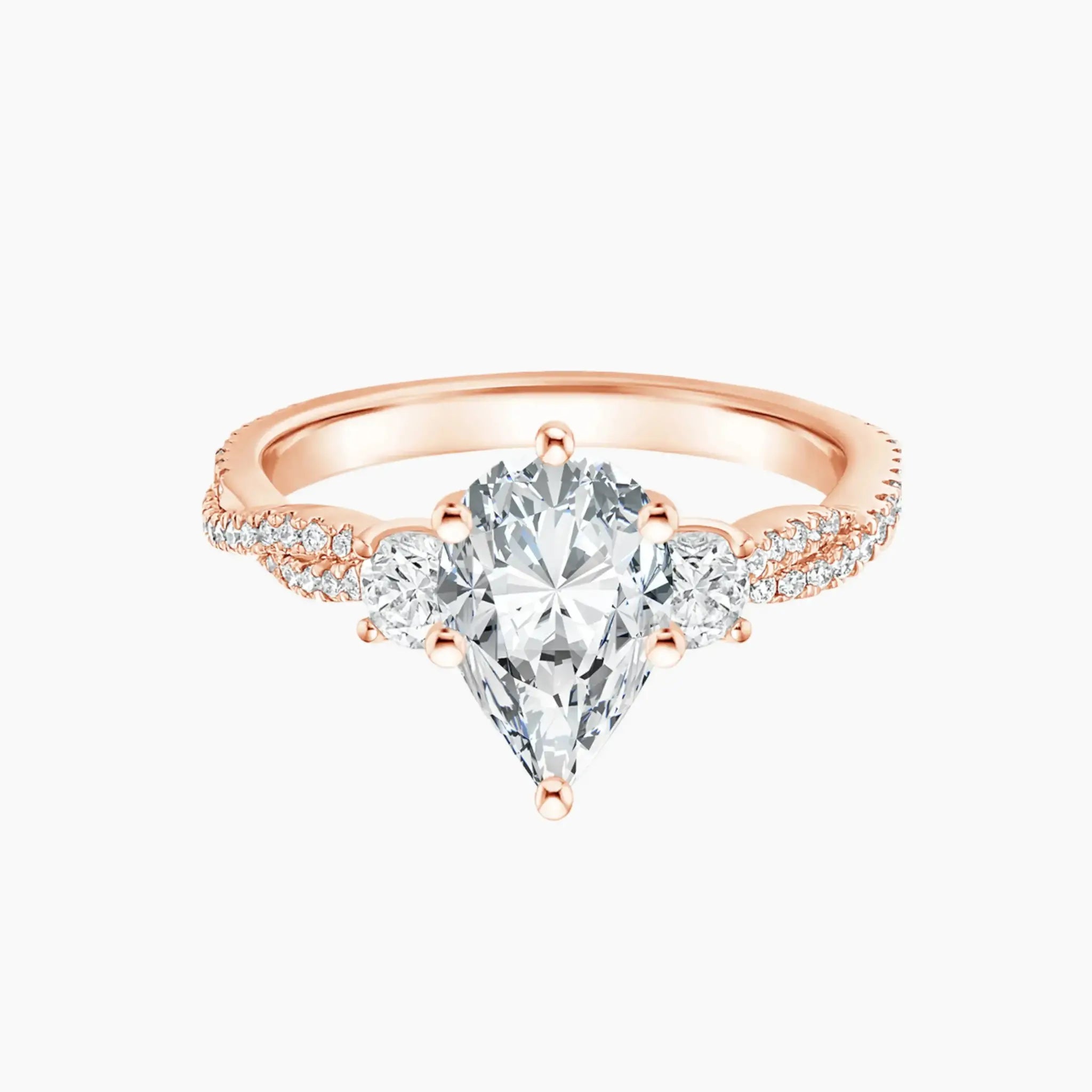 OBSER611 - Calista Adorned Three Stone Pear Twisted engagement ring setting view 3