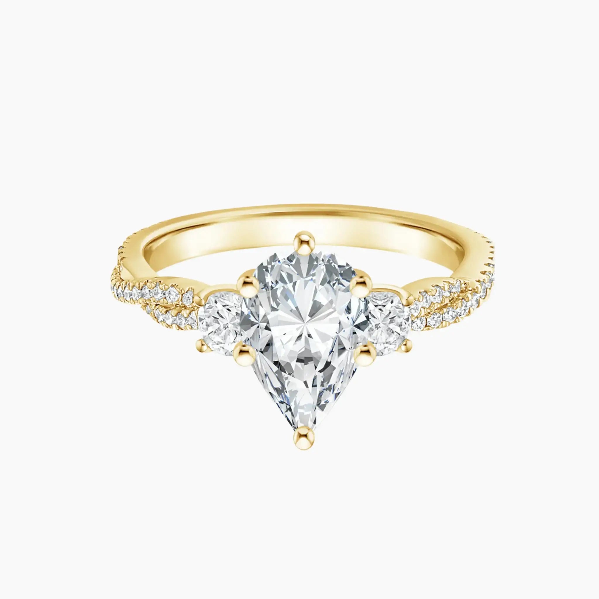 OBSER611 - Calista Adorned Three Stone Pear Twisted engagement ring setting view 5