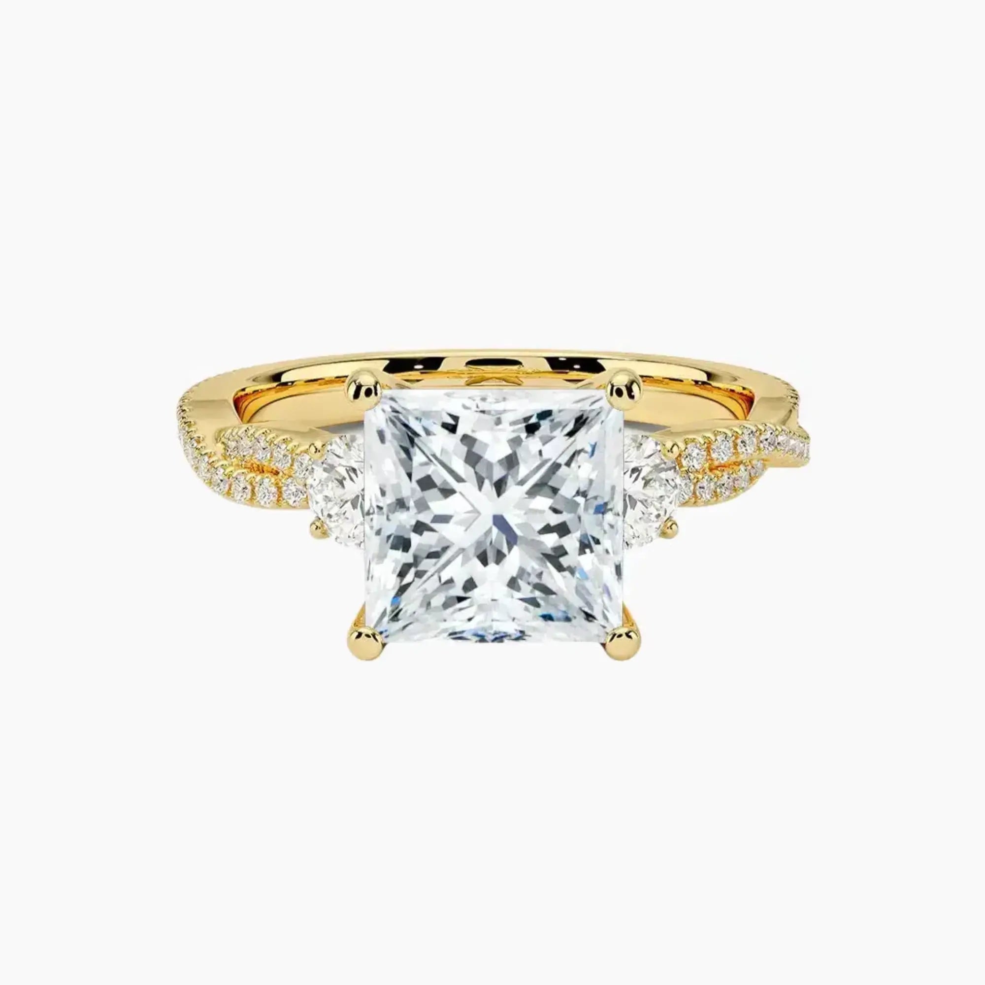 OBSER610 - Calista Adorned Three Stone Princess Twisted engagement ring setting view 7