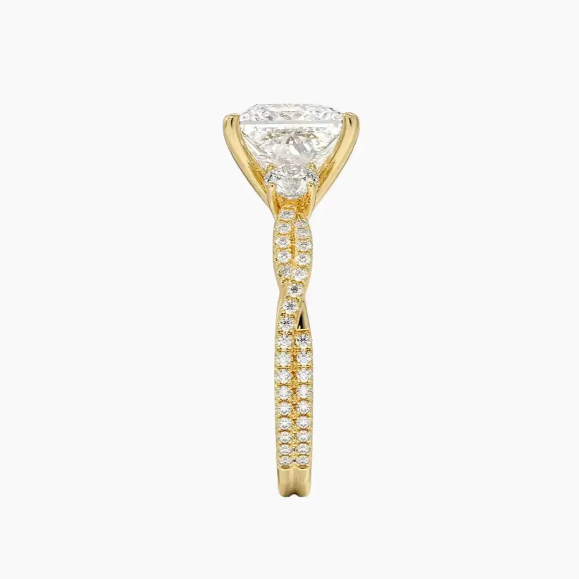 OBSER610 - Calista Adorned Three Stone Princess Twisted engagement ring setting view 9