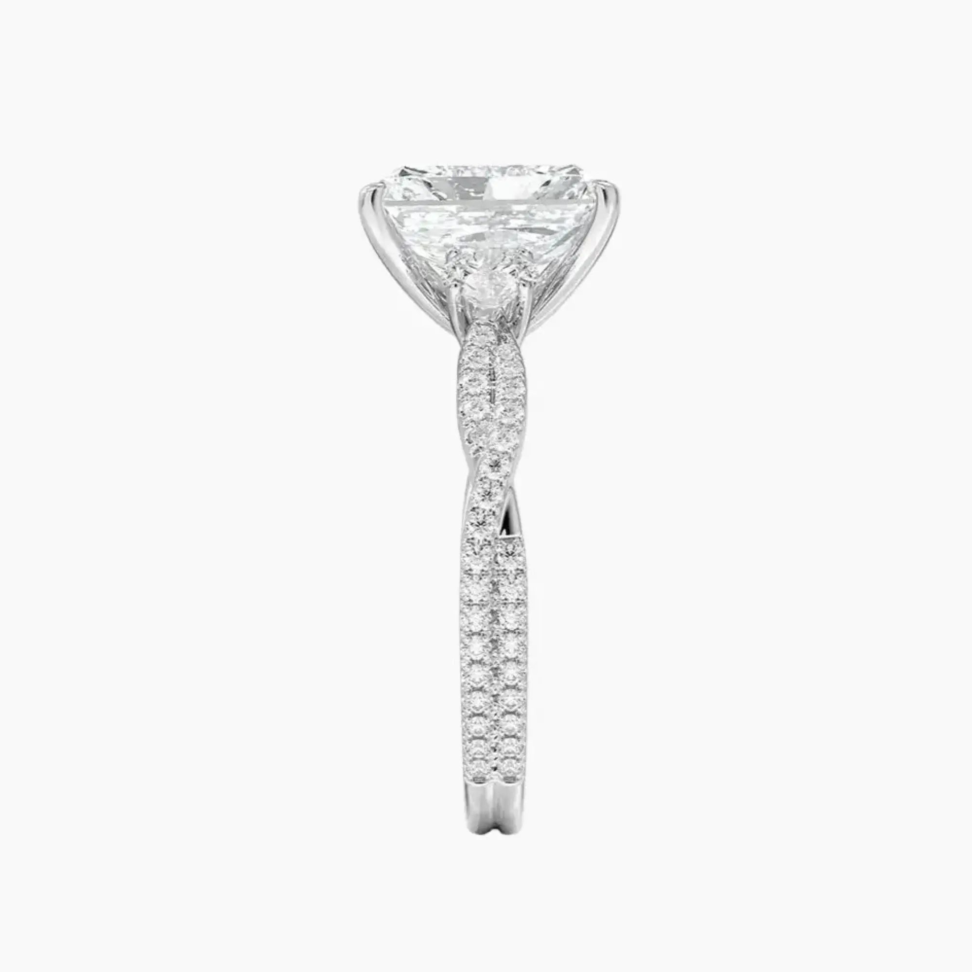 OBSER606 - Calista Adorned Three Stone Radiant Twisted engagement ring setting view 3