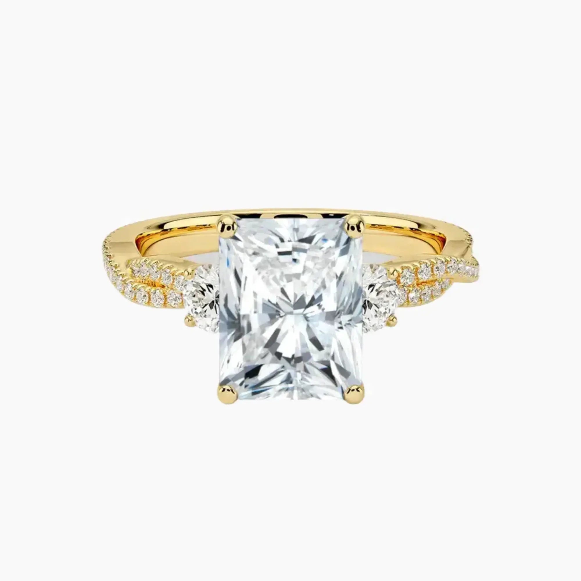 OBSER606 - Calista Adorned Three Stone Radiant Twisted engagement ring setting view 7