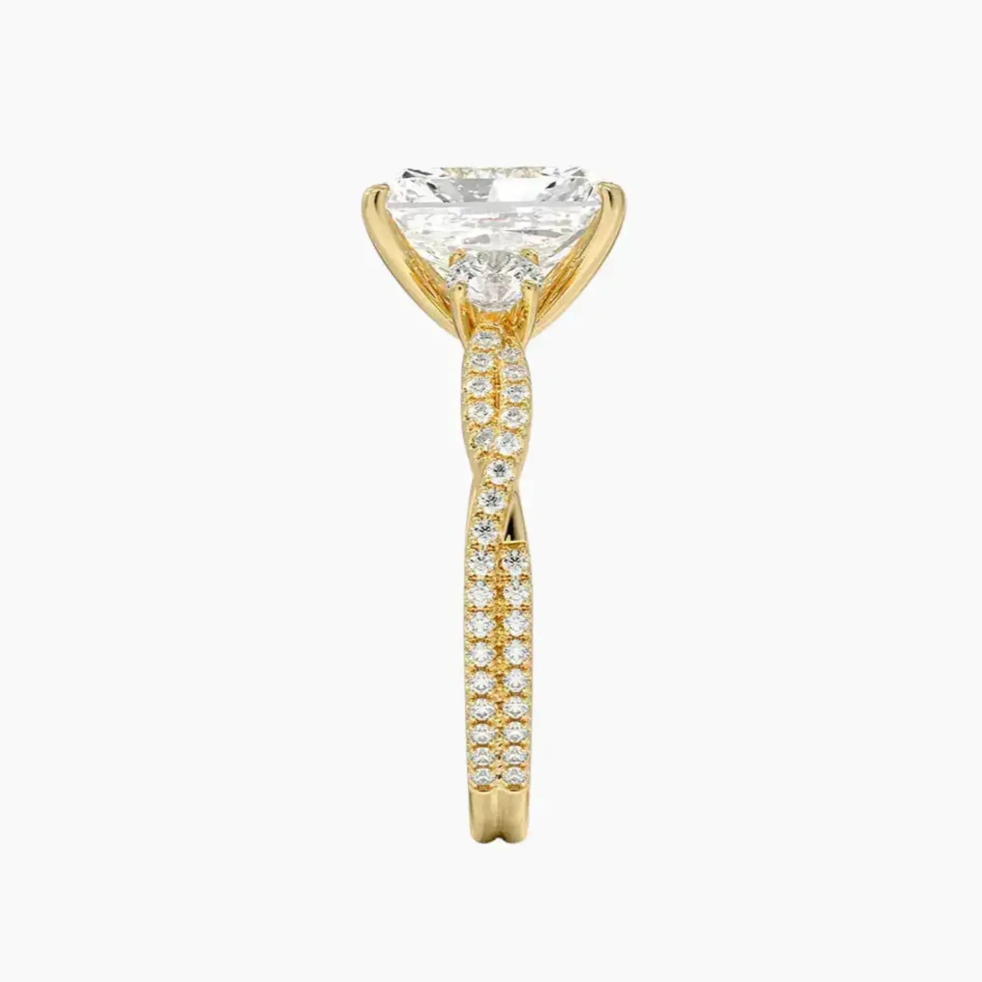 OBSER606 - Calista Adorned Three Stone Radiant Twisted engagement ring setting view 9