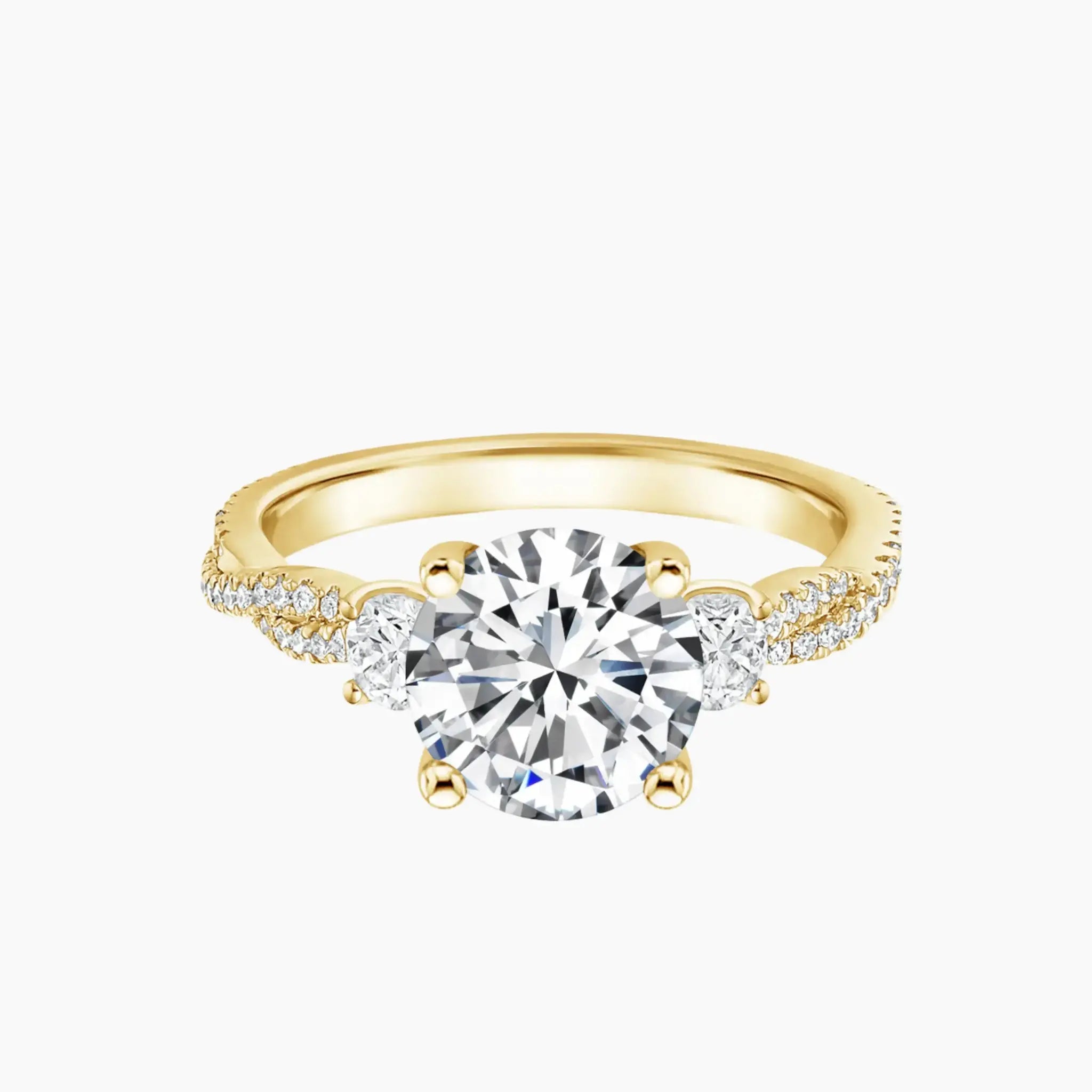 OBSER613 - Calista Adorned Three Stone Round Twisted engagement ring setting view 5